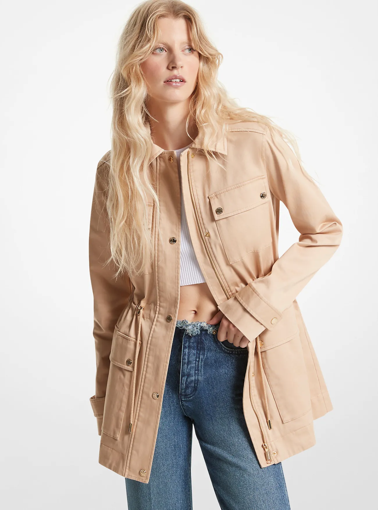 Michael Kors Anorak van twill van biologisch katoen met stretch BLEEKGEEL Online