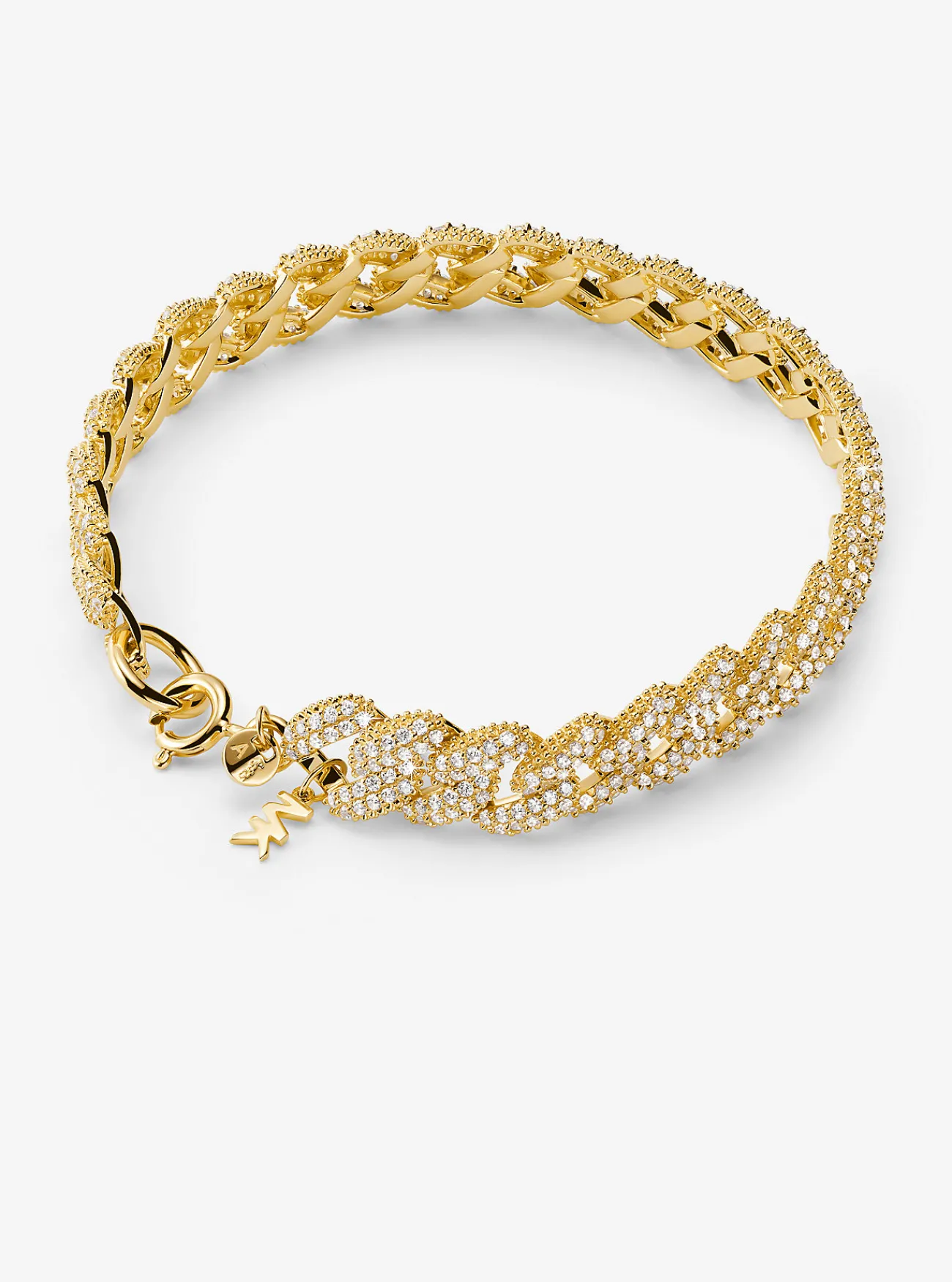 Michael Kors Armband van sterling zilver met platering met edelmetaal en steentjes GOUD Sale