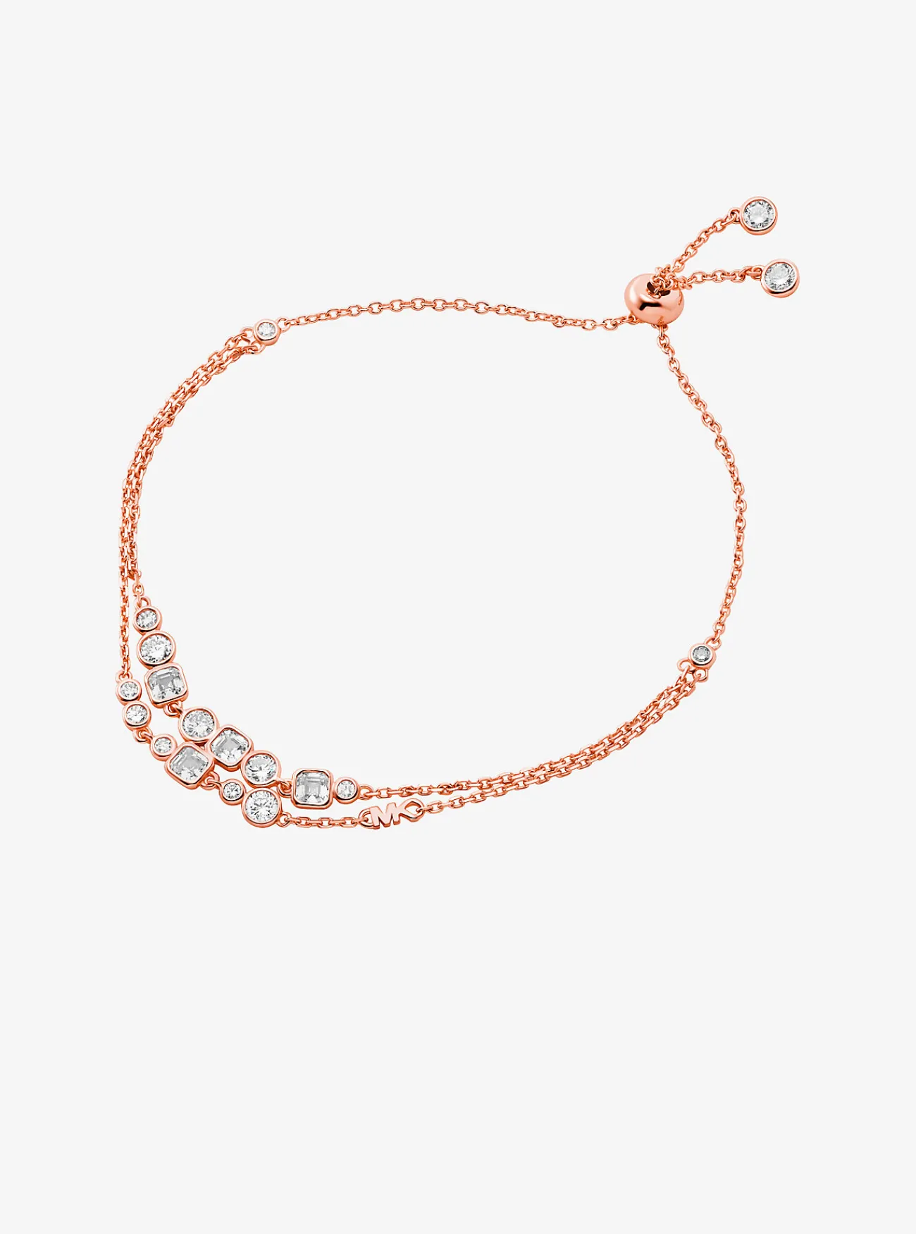 Michael Kors Armband van sterlingzilver met plating met edelmetaal, schuifsluiting en siersteentjes ROS&Eacute;GOUD Outlet