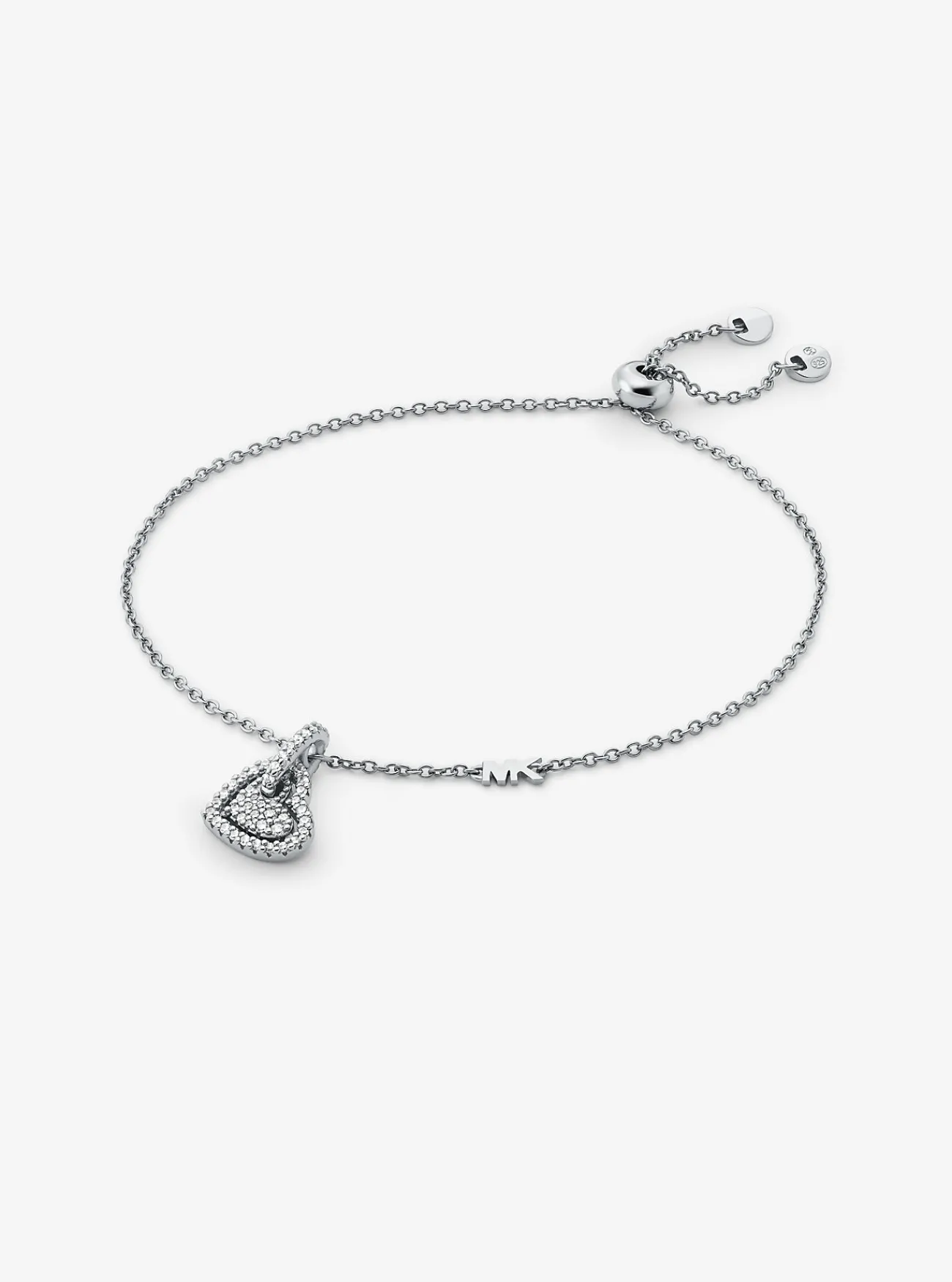Michael Kors Armband van sterling met plating met edelmetaal, siersteentjes en hartje ZILVER Outlet
