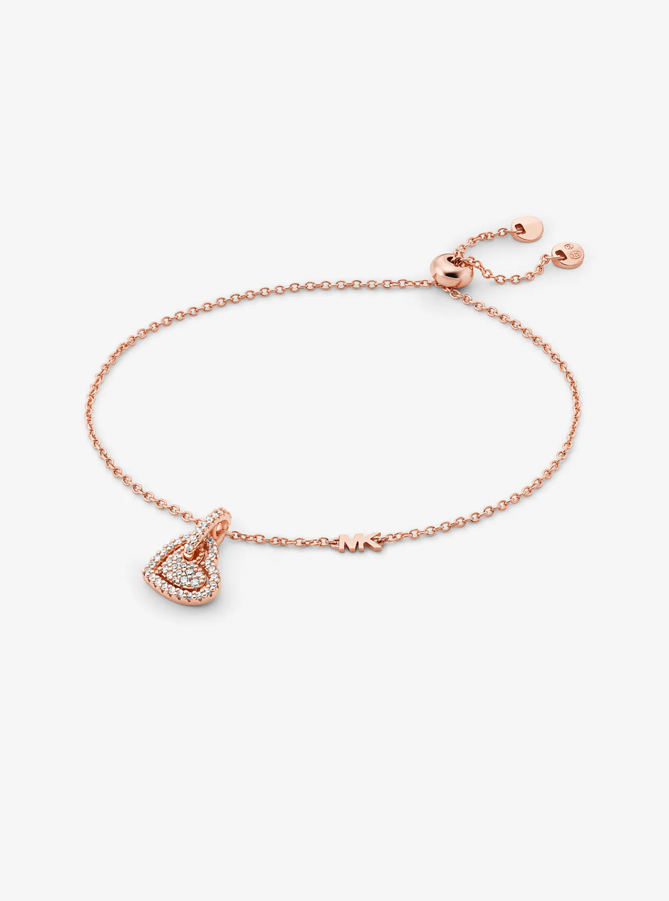 Michael Kors Armband van sterlingzilver met plating met edelmetaal, siersteentjes en hartje ROS&Eacute;GOUD Outlet