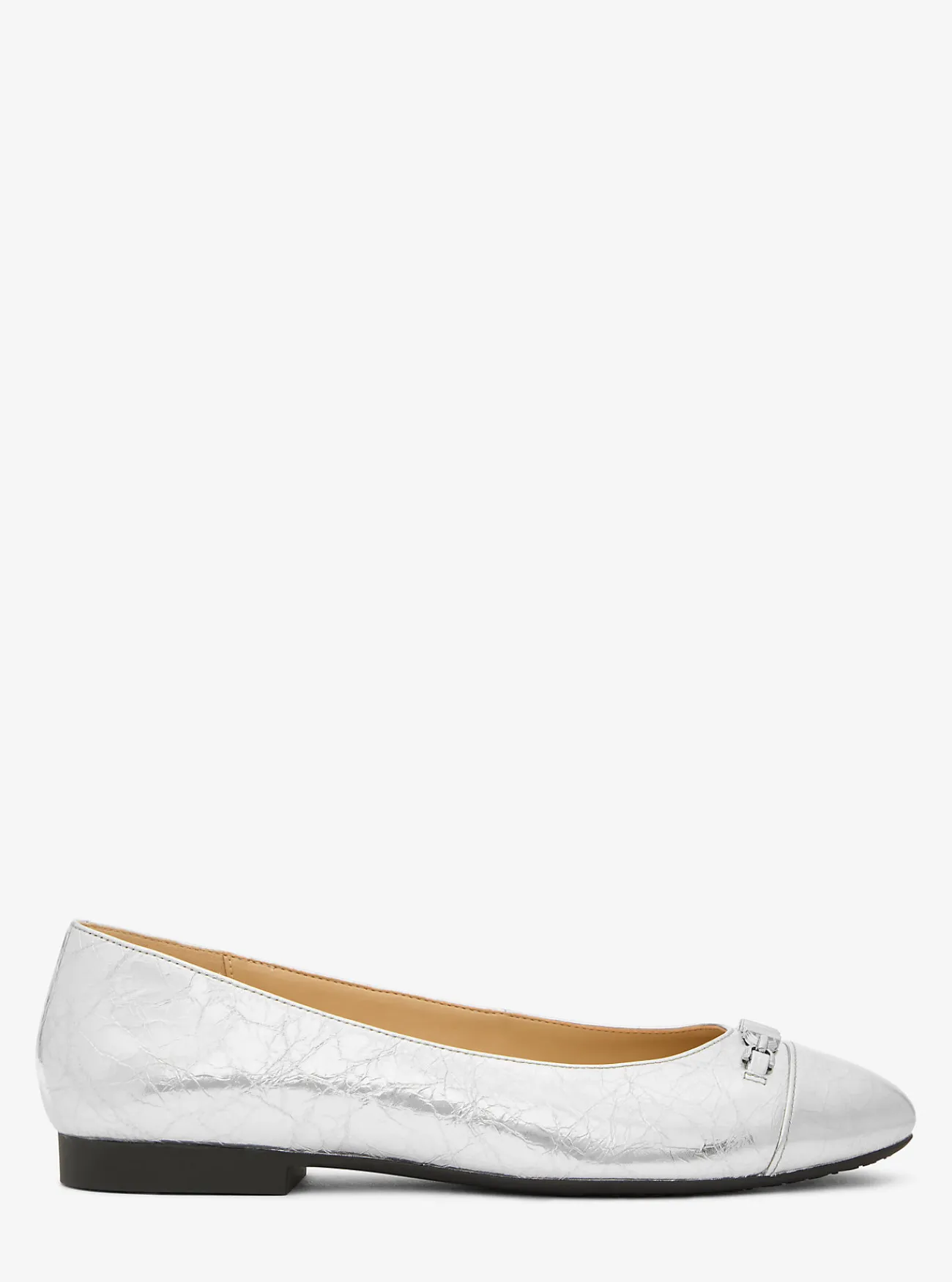 Michael Kors Ballerina Rebecca Flex van metallic craquel&eacute; leer ZILVER Online