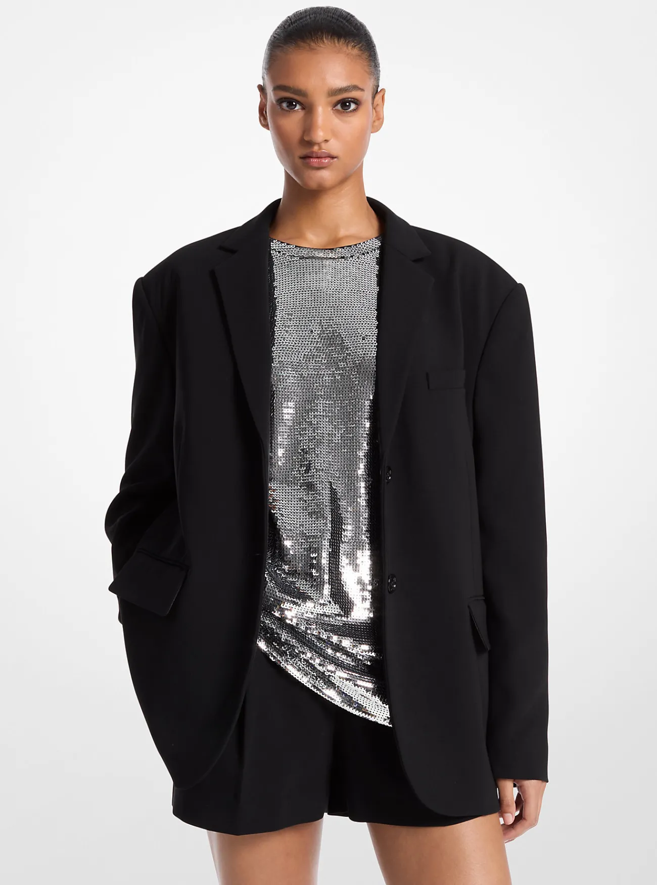 Michael Kors Blazer van cr&ecirc;pe, oversized ZWART Online