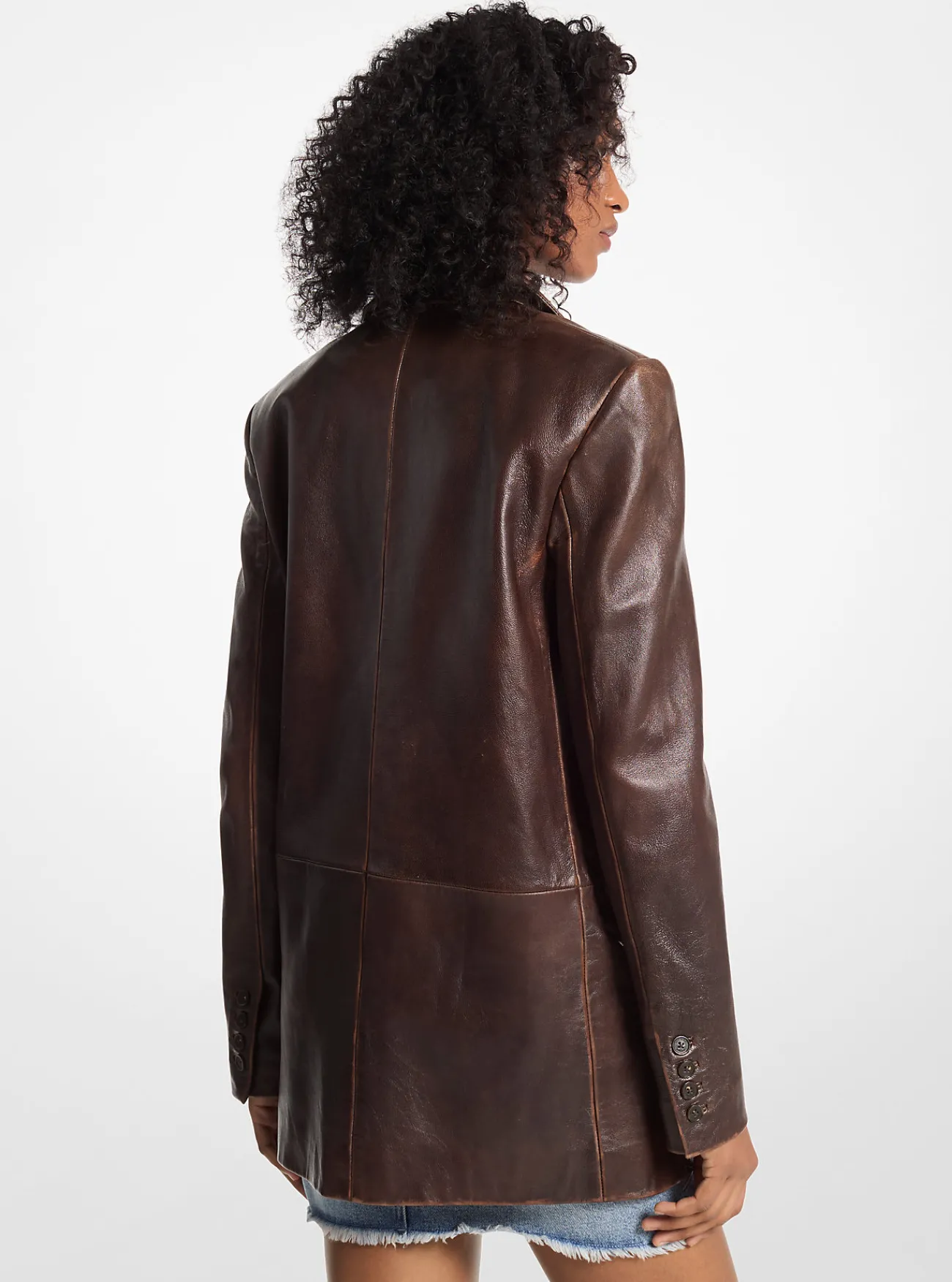 Michael Kors Blazer van gepolijst leer CHOCOLADE Clearance