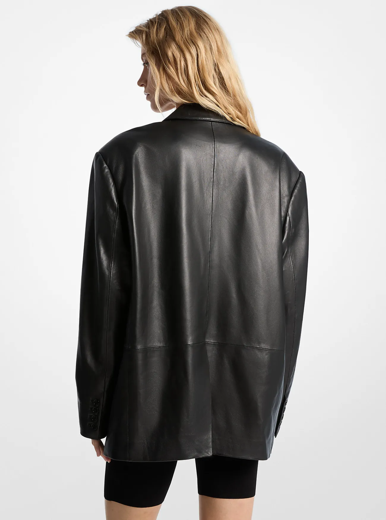 Michael Kors Blazer van leer, oversized ZWART Hot