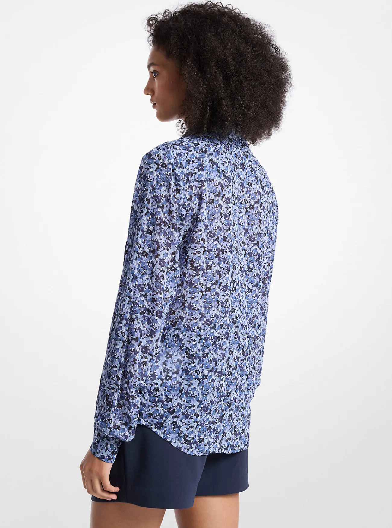 Michael Kors Blouse van cr&ecirc;pe georgette met bloemenprint ADMIRAALBLAUW Fashion