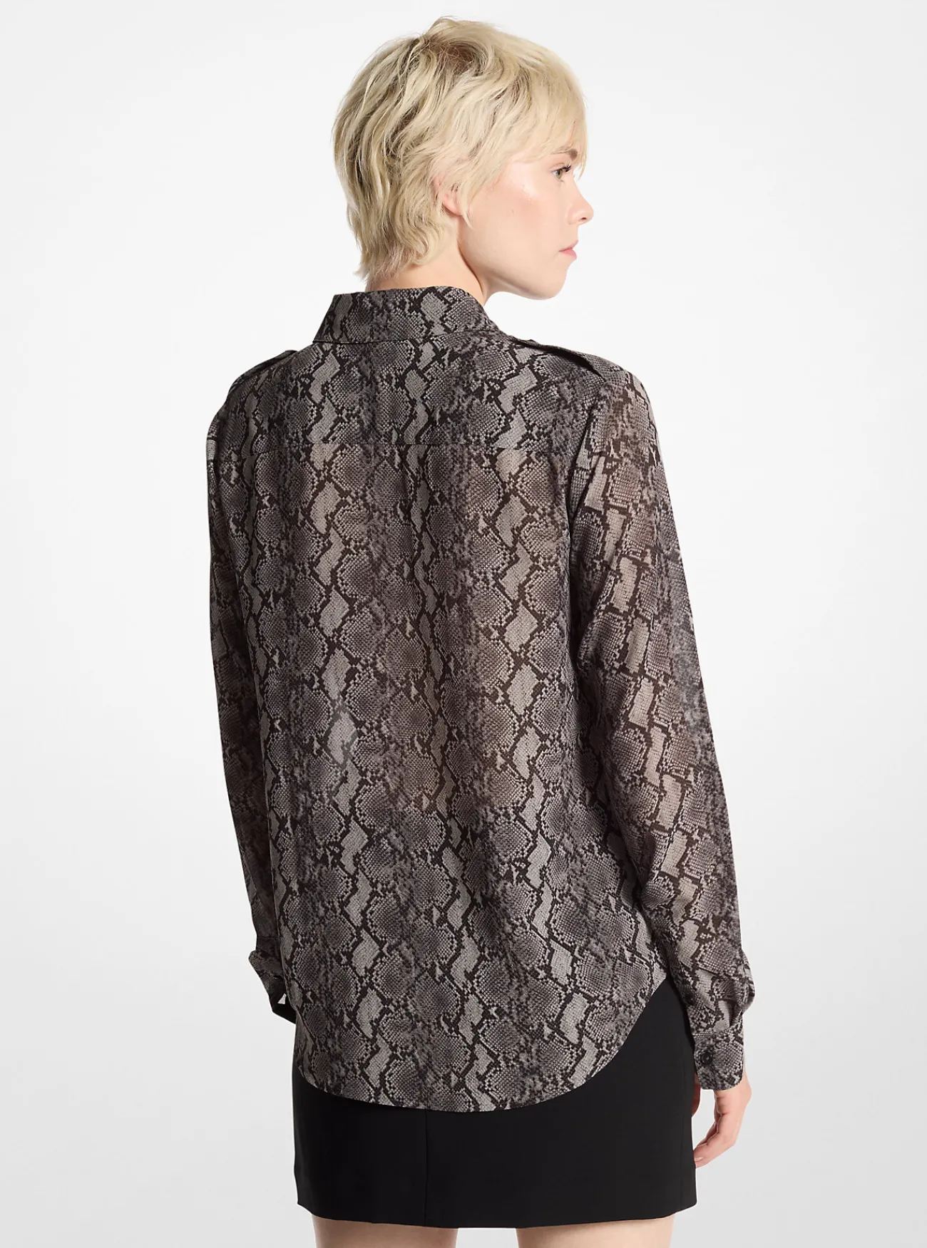 Michael Kors Blouse van cr&ecirc;pe georgette met slangenprint ZWART Hot