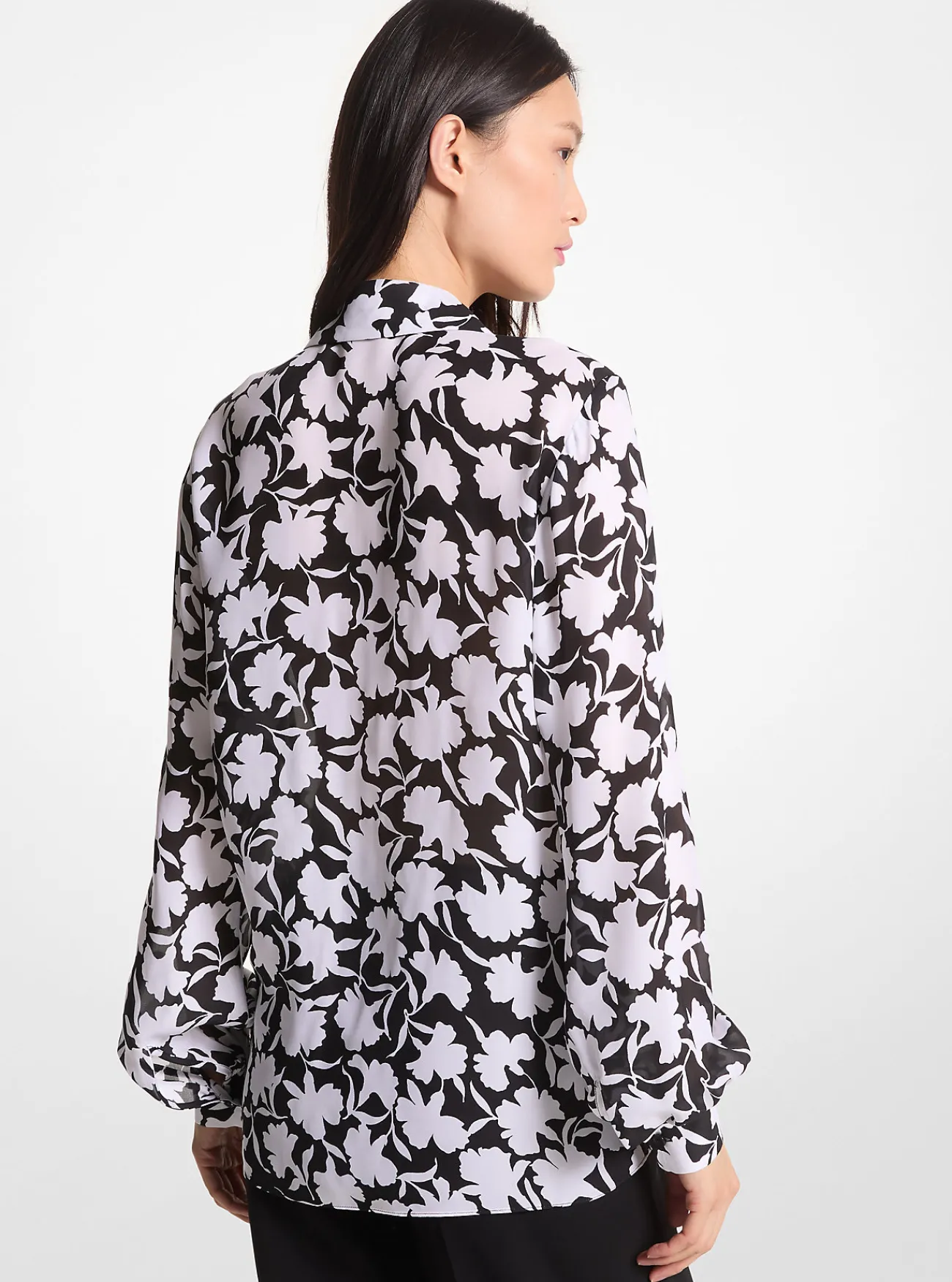 Michael Kors Blouse van cr&ecirc;pe georgette met strik in de hals en bloemenprint Clearance