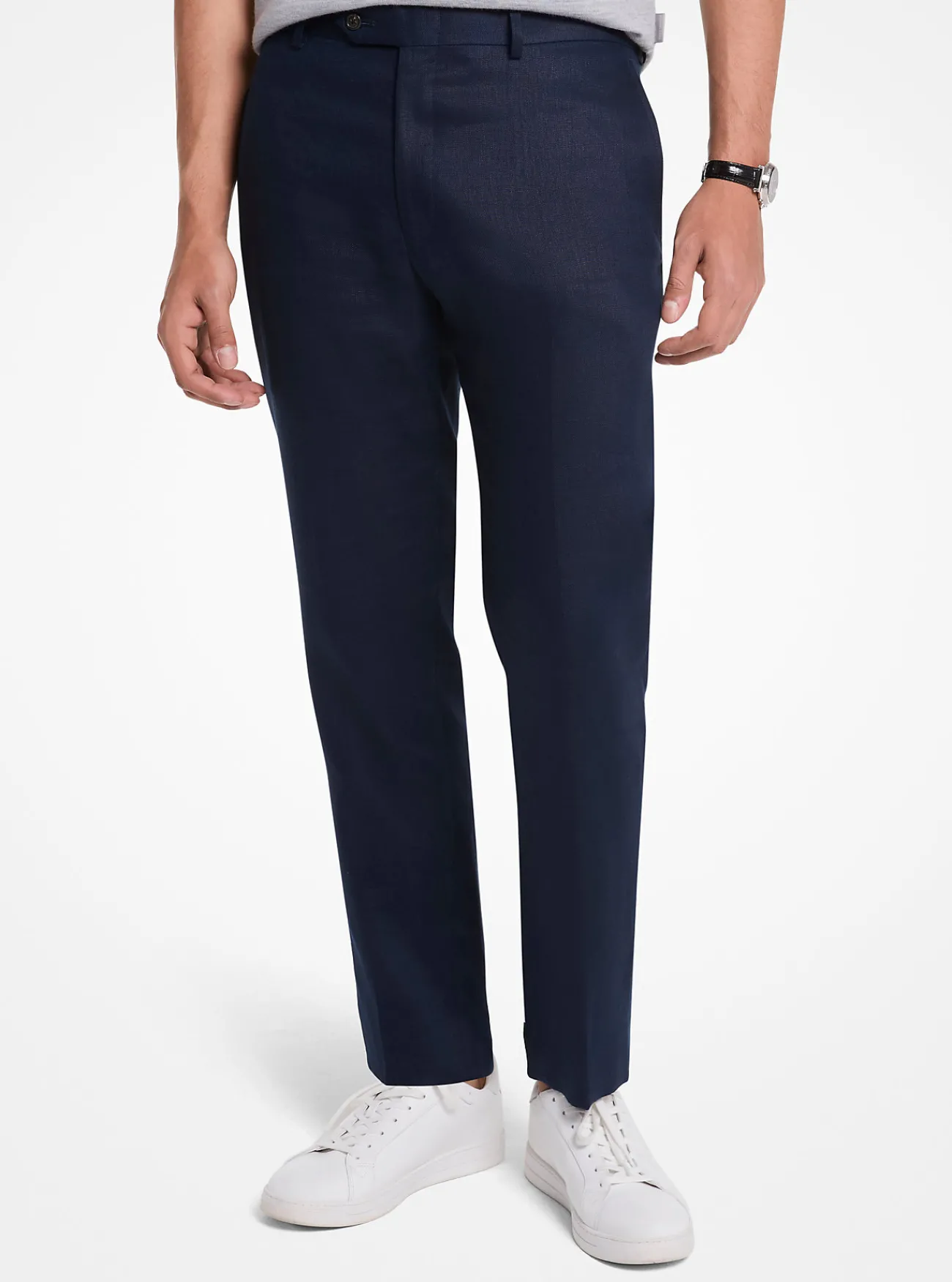 Michael Kors Broek Finn van linnen met rechte pijpen MIDDERNACHTSBLAUW Fashion