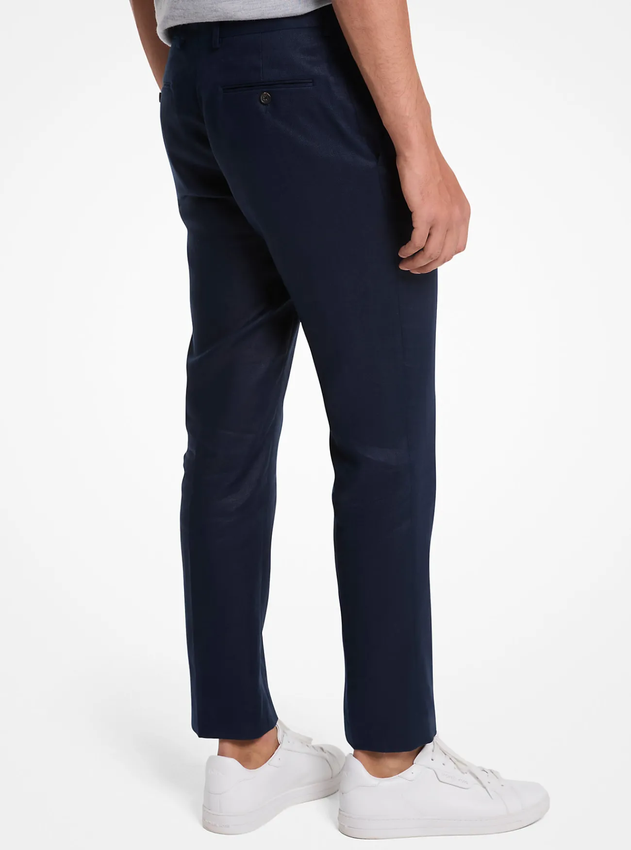 Michael Kors Broek Finn van linnen met rechte pijpen MIDDERNACHTSBLAUW Fashion