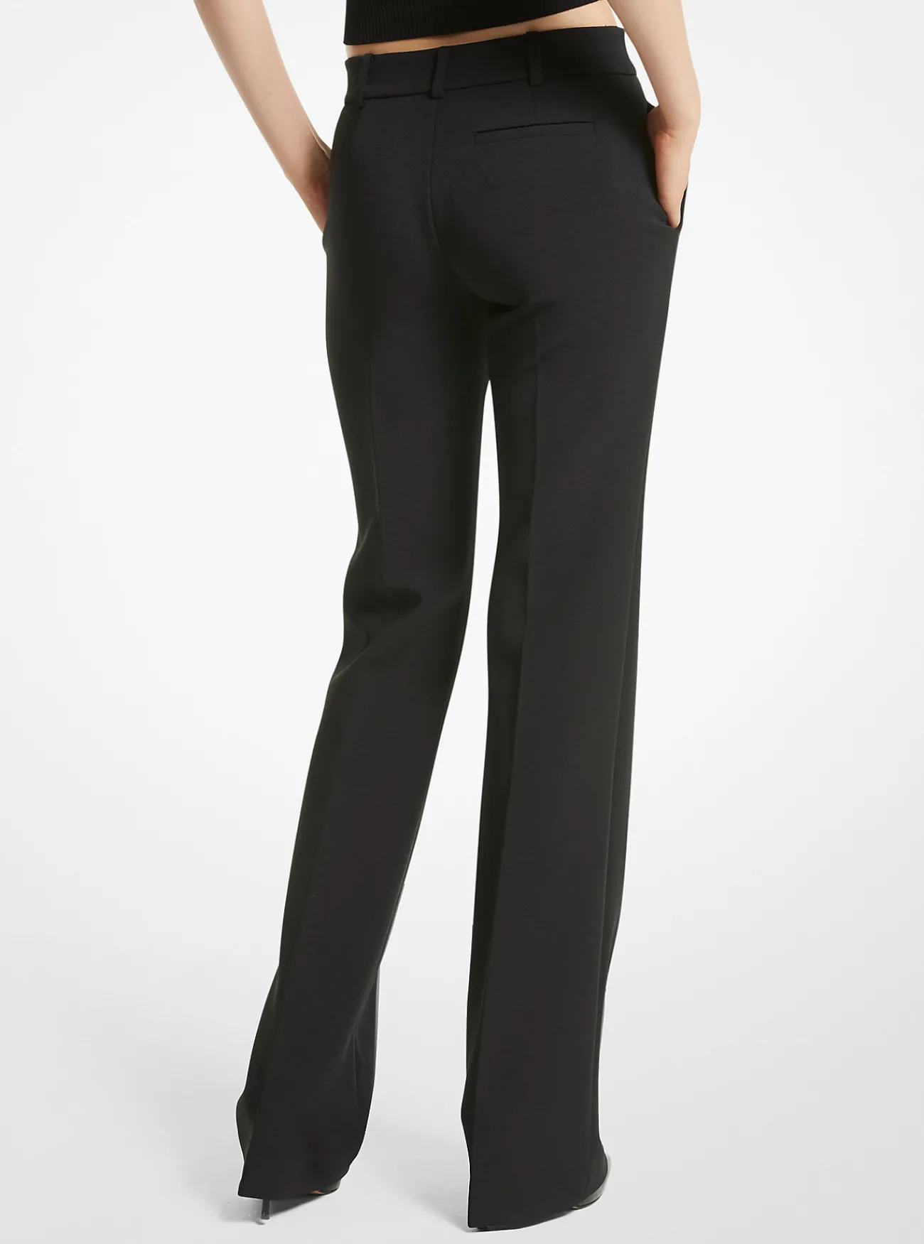 Michael Kors Broek met bootcut en weving ZWART Discount