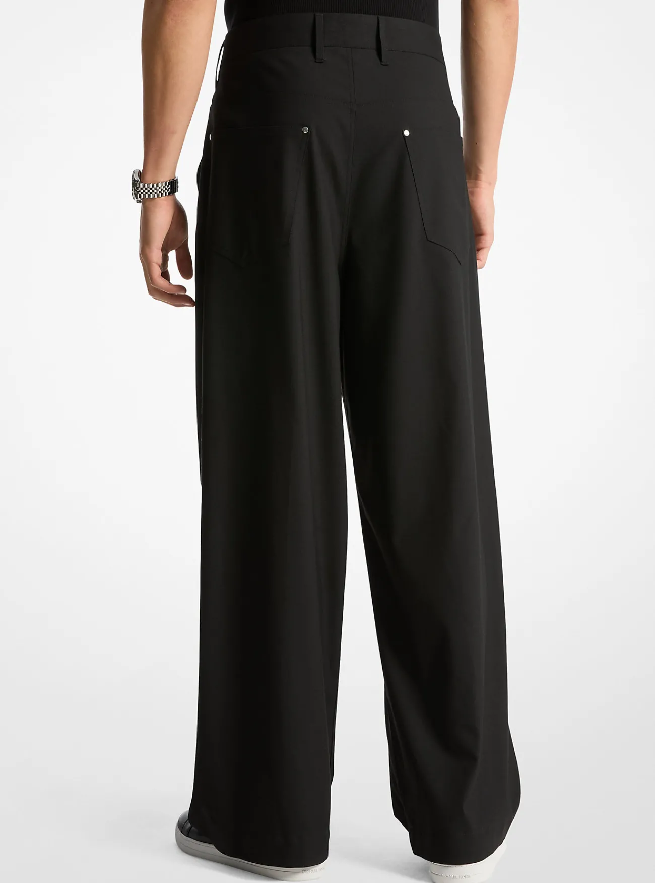 Michael Kors Broek met plooien en wijde pijpen ZWART Best