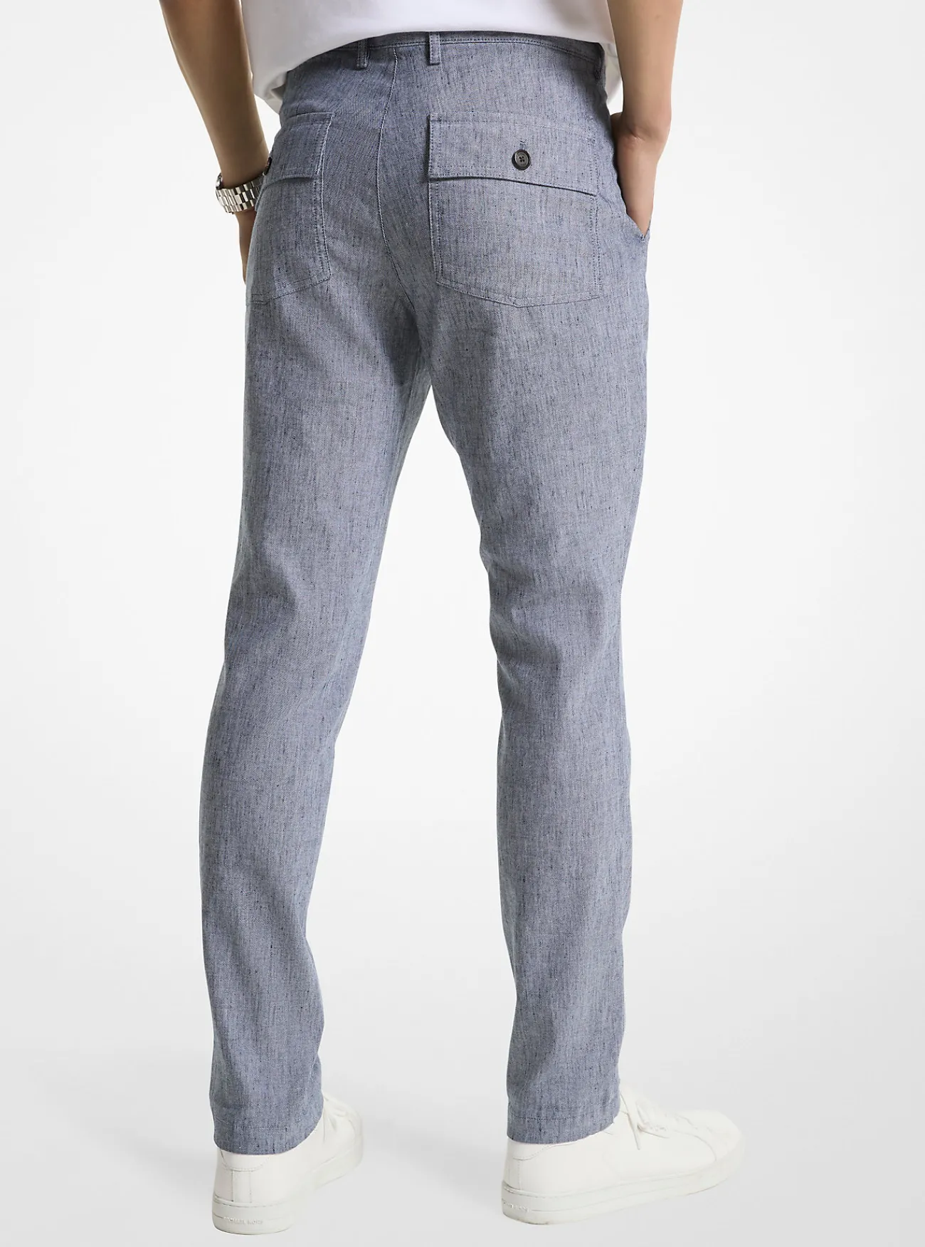 Michael Kors Broek van linnenmix MIDDERNACHTSBLAUW New