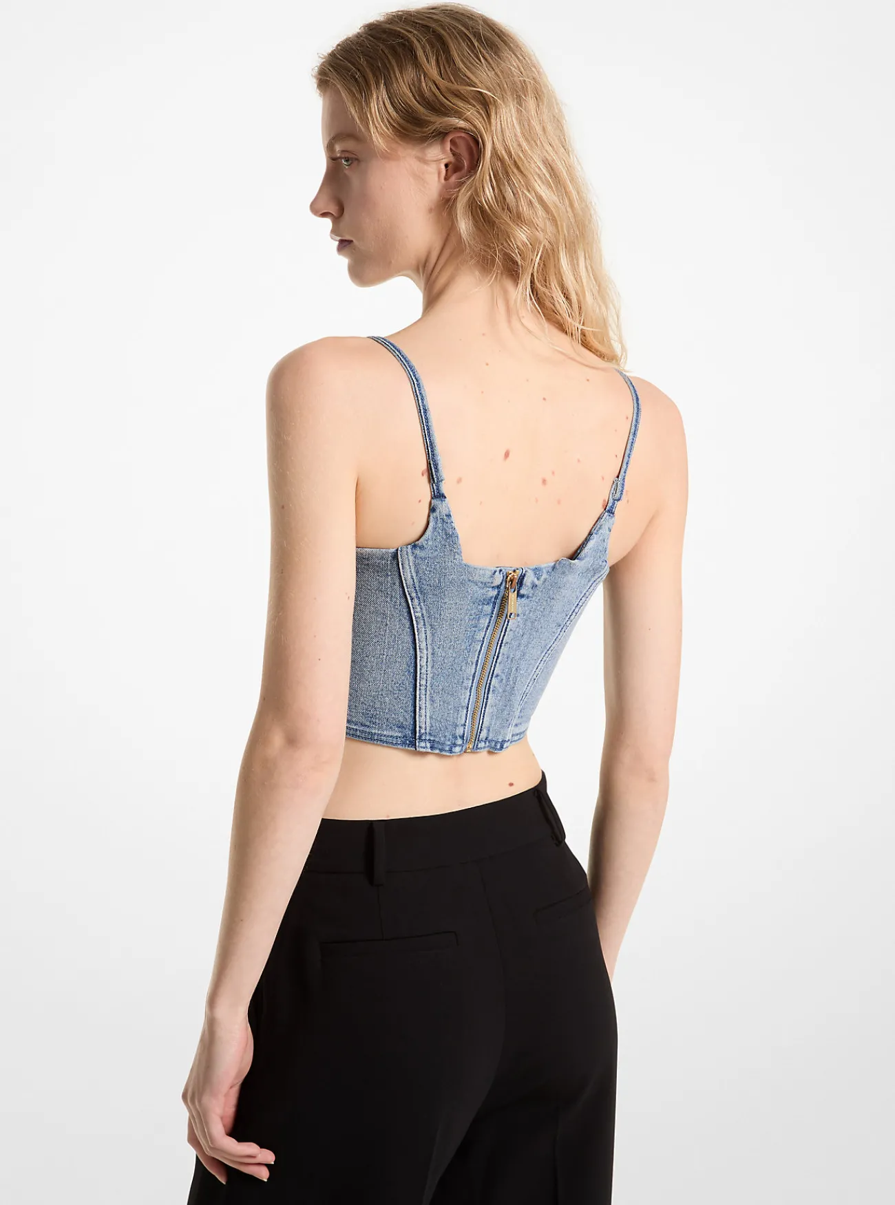 Michael Kors Bustiertop van denim met stretch BLAUWVINTAGEWASSING Hot