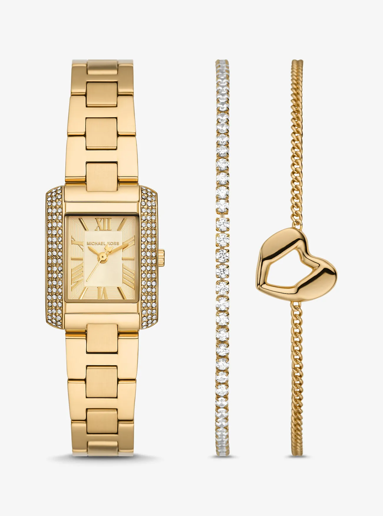 Michael Kors Cadeauset met horloge Emery en armband met siersteentjes, kleurig en mini GOUD Sale