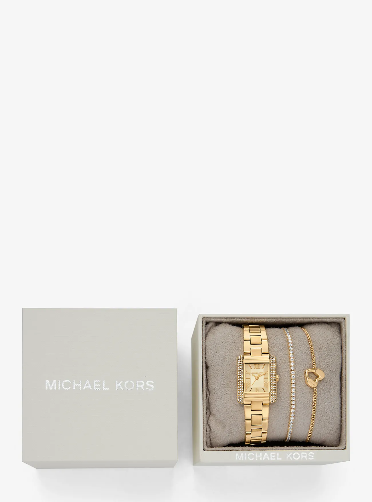 Michael Kors Cadeauset met horloge Emery en armband met siersteentjes, kleurig en mini GOUD Sale