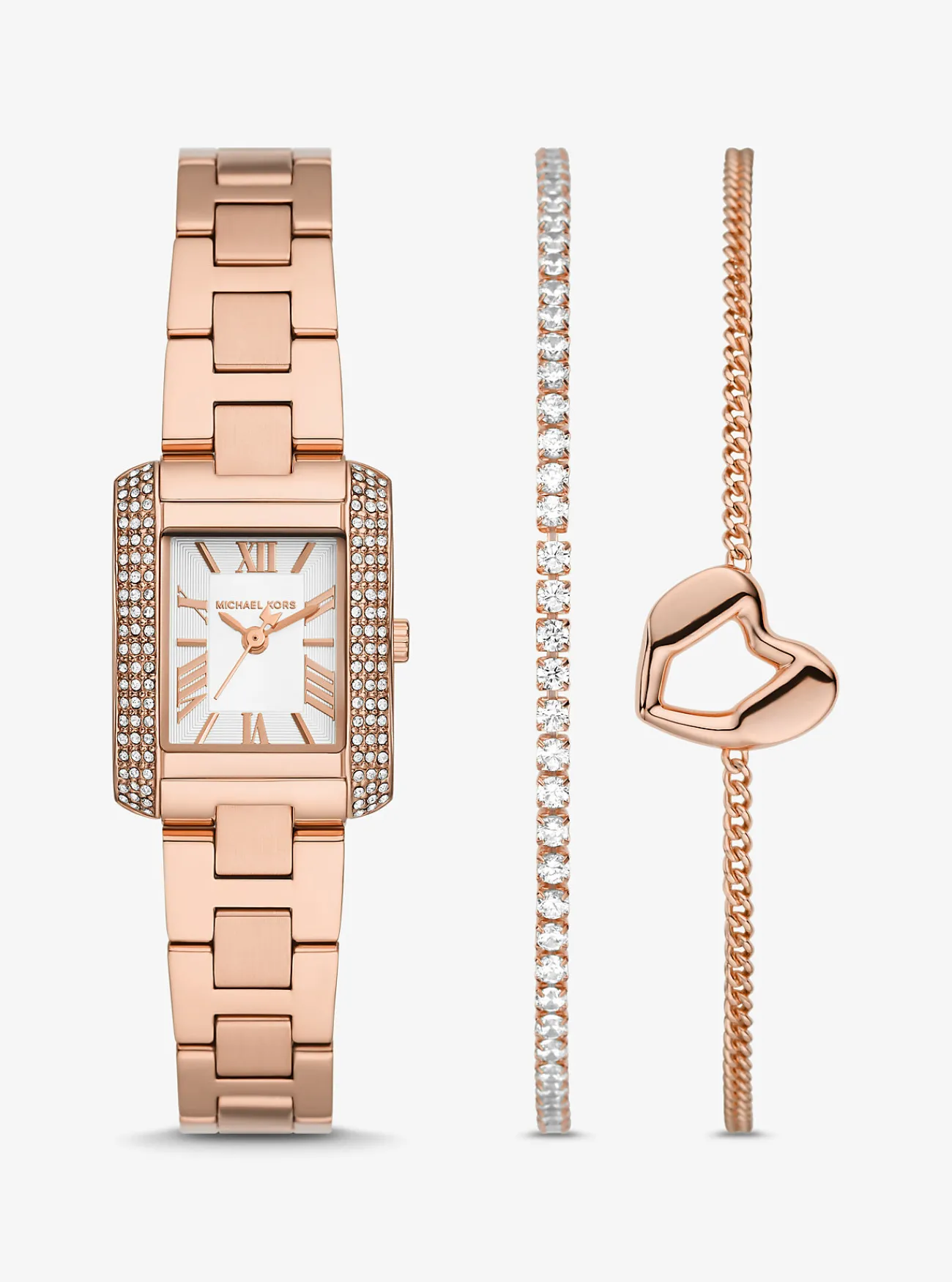 Michael Kors Cadeauset met horloge Emery en armband met siersteentjes, kleurig en mini ROS&Eacute;GOUD Online