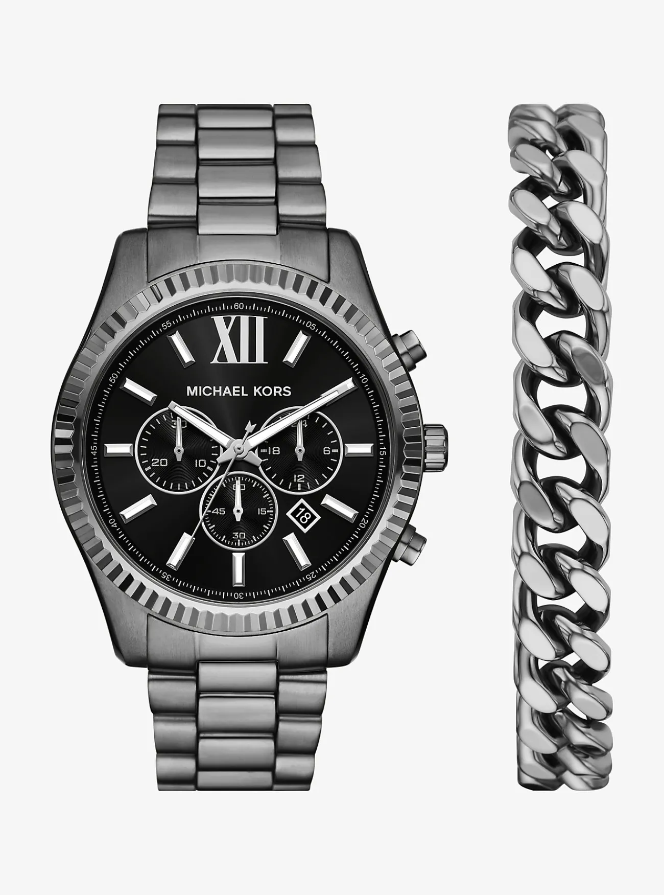Michael Kors Cadeauset met oversized, horloge Lexington en armband STAALGRIJS Hot
