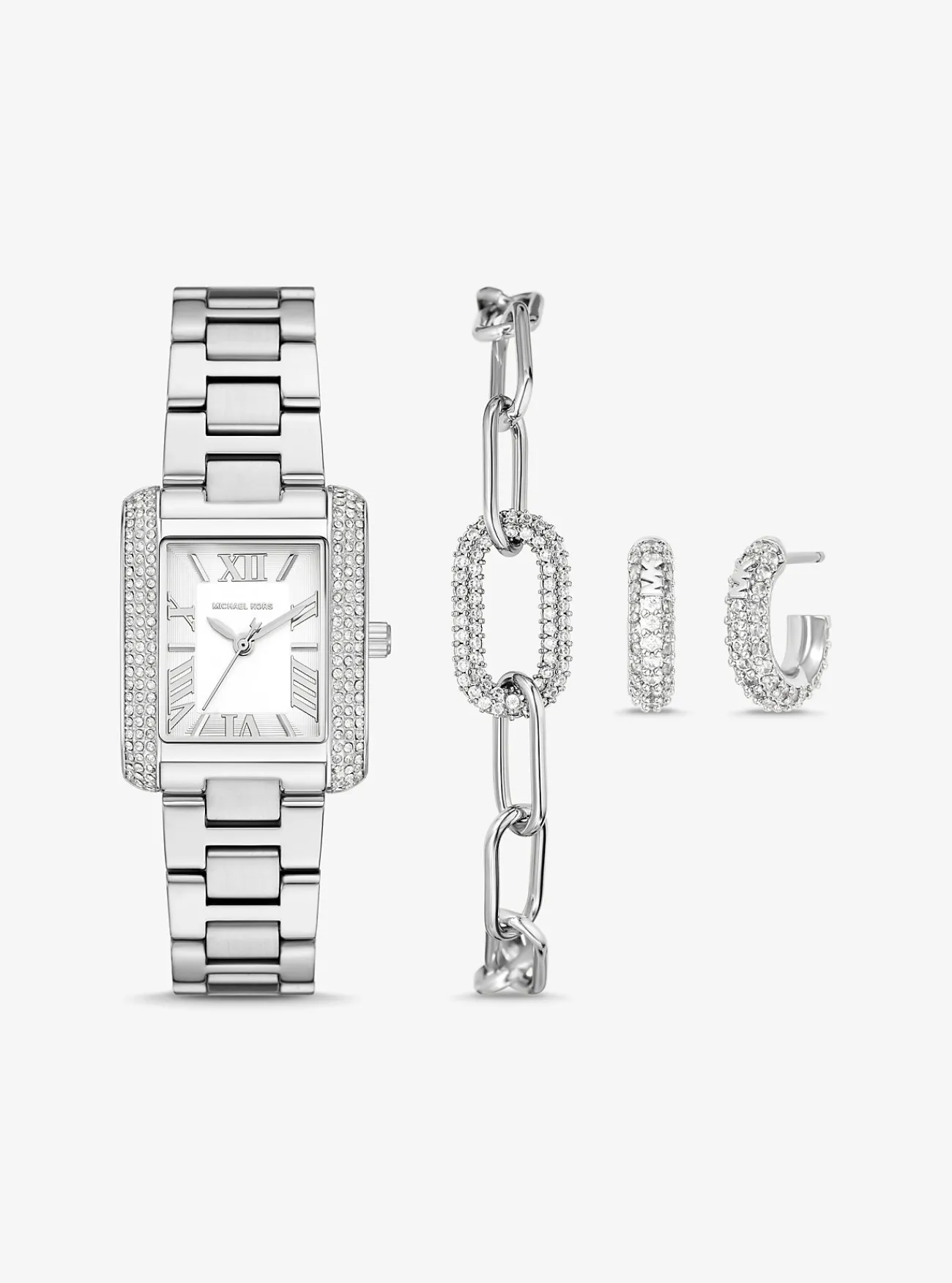 Michael Kors Cadeauset met petite kleurig horloge Emery met siersteentjes en sieraden ZILVER Outlet