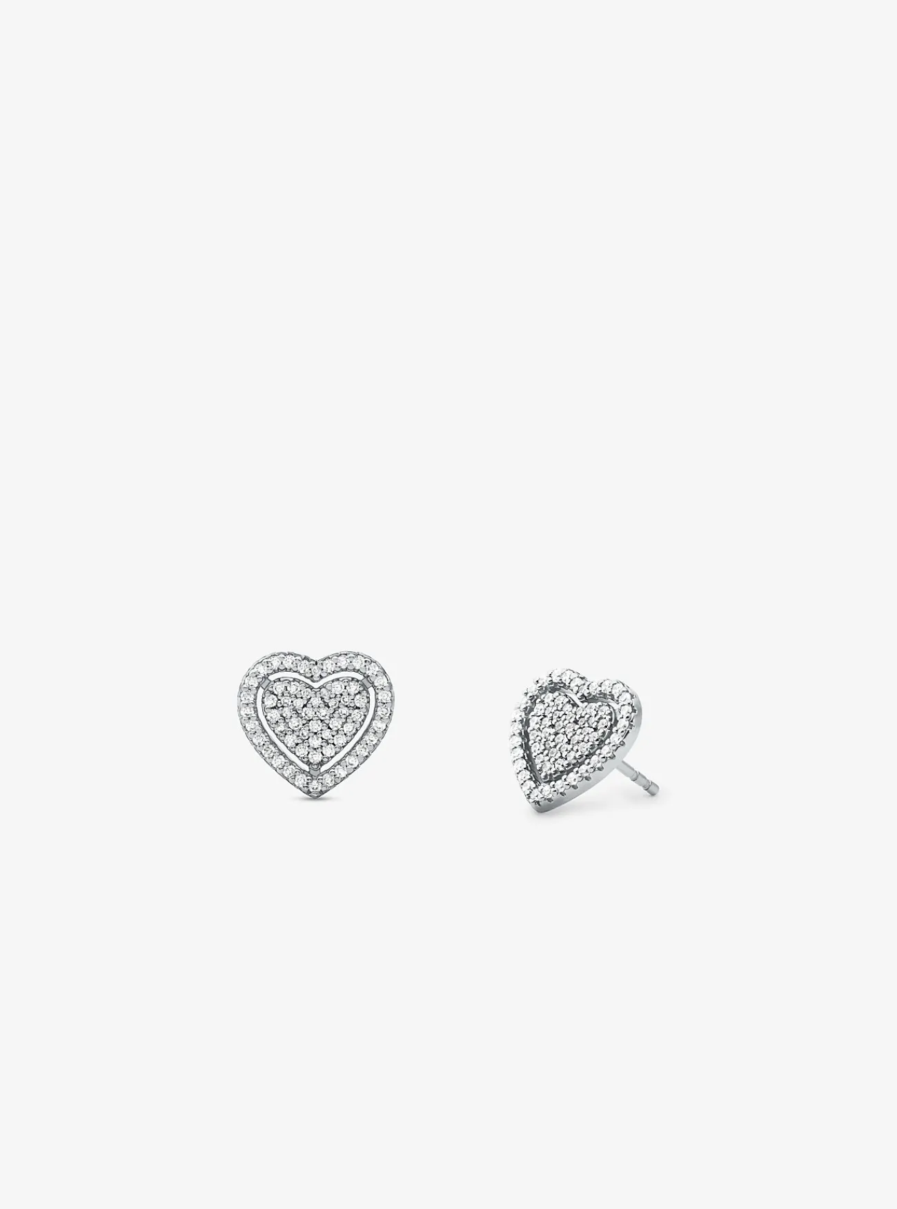 Michael Kors Cadeauset van halsketting met hartje en oorknopjes van sterling met plating met edelmetaal en siersteentjes ZILVER Discount