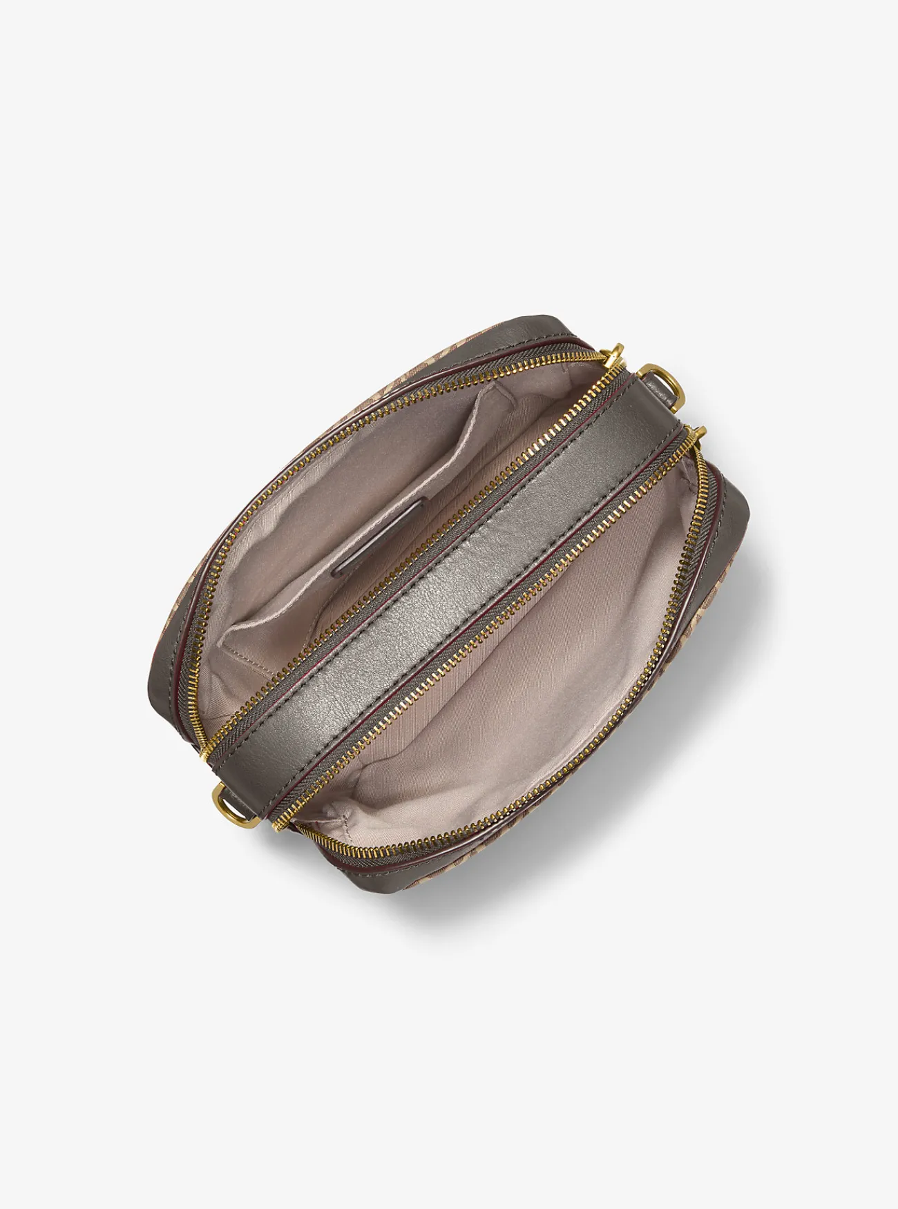 Michael Kors Cameracrossbodytas Bryant van MK2000-jacquard met logo NATUREL Outlet