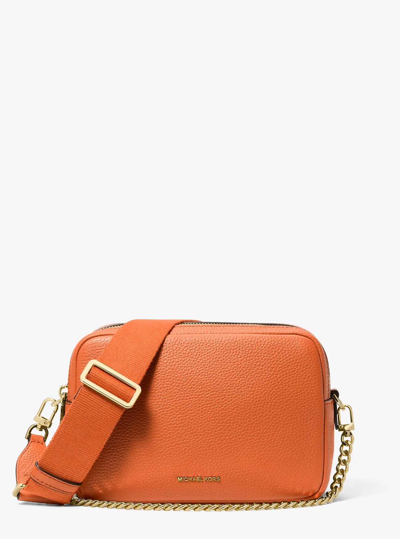 Michael Kors Cameracrossbodytas Bryant van getrommeld leer, middelgroot ORANJEPUNCH Best