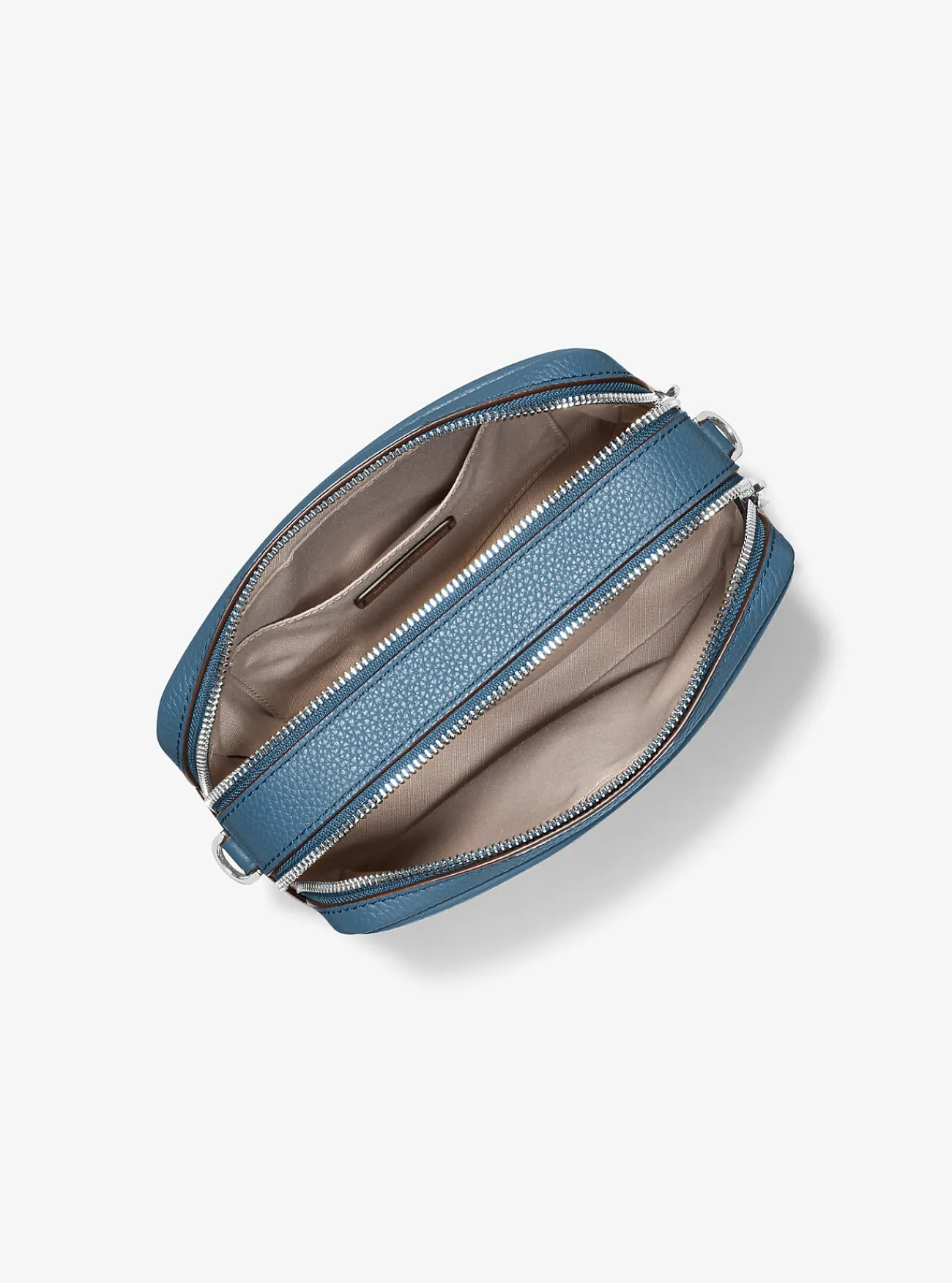 Michael Kors Cameracrossbodytas Bryant van getrommeld leer, middelgroot DONKERCHAMBRAY Sale
