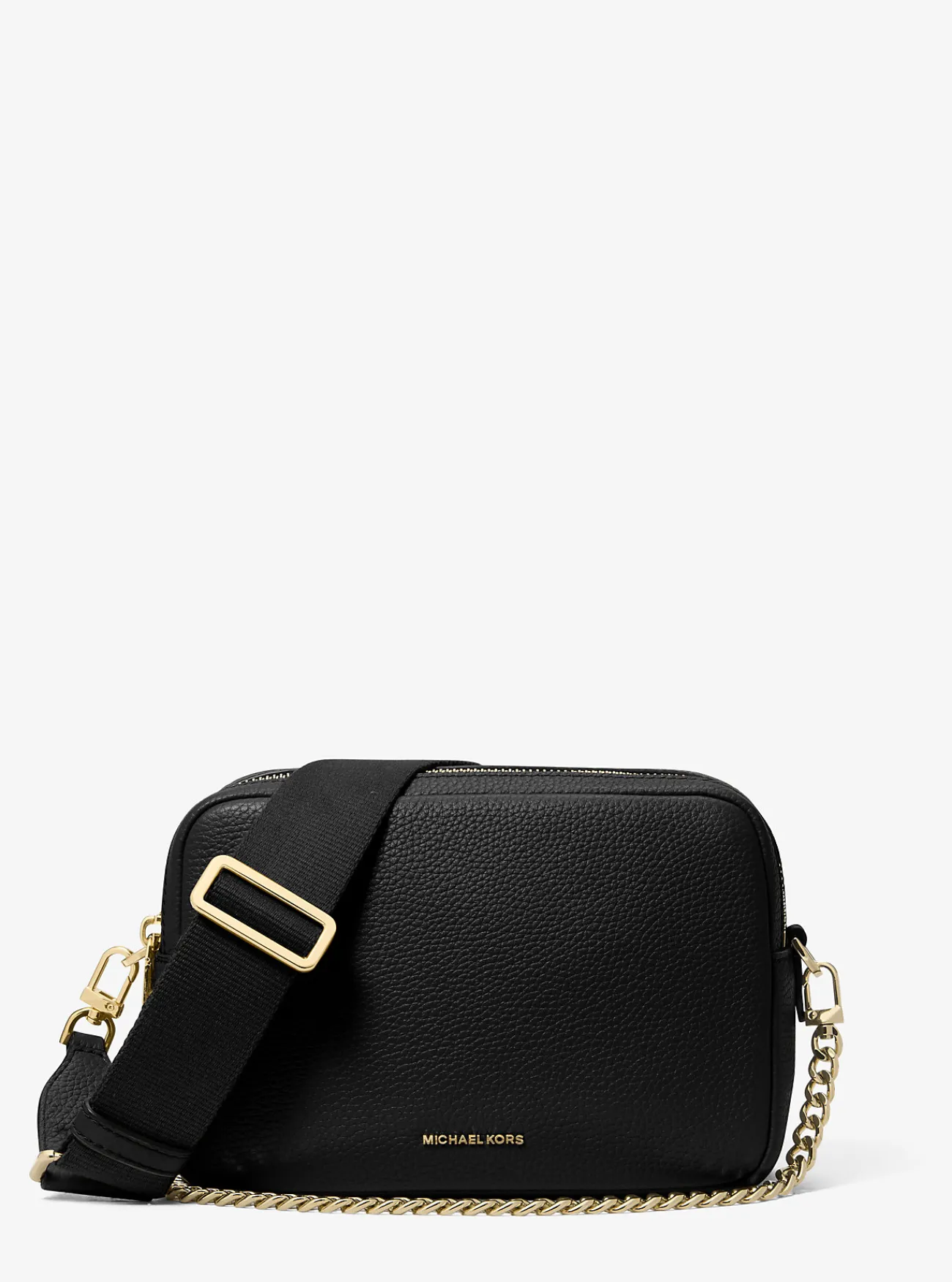 Michael Kors Cameracrossbodytas Bryant van getrommeld leer, middelgroot ZWART Sale