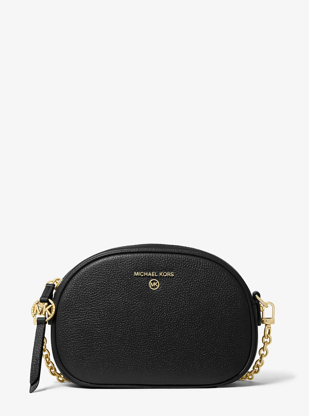 Michael Kors Cameratas Jet Set van getrommeld leer, aanpasbaar en klein ZWART Online
