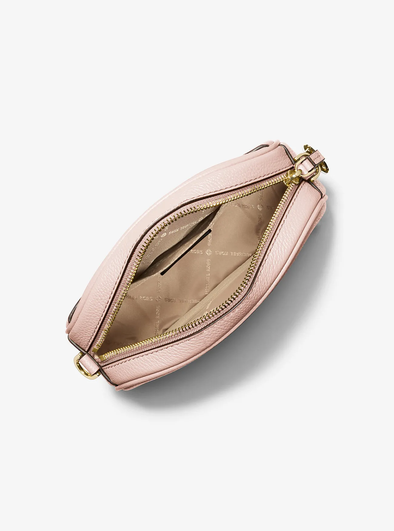 Michael Kors Cameratas Jet Set van getrommeld leer, aanpasbaar en klein ZACHTROZE Clearance