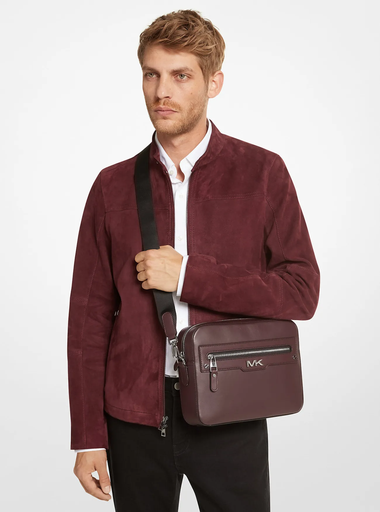 Michael Kors Cameratas Varick van leer New