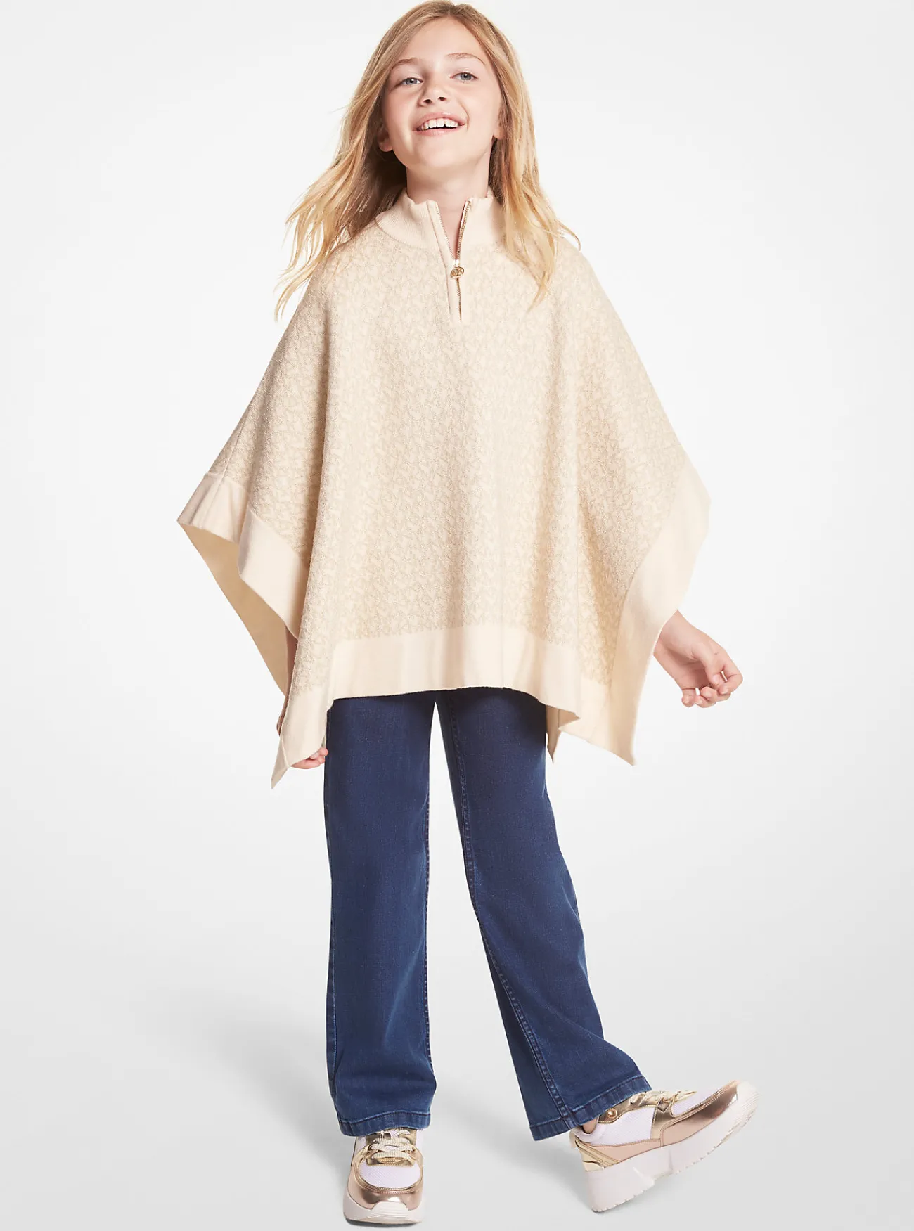Michael Kors Cape van metallic breisel met logo IVOORWIT Sale