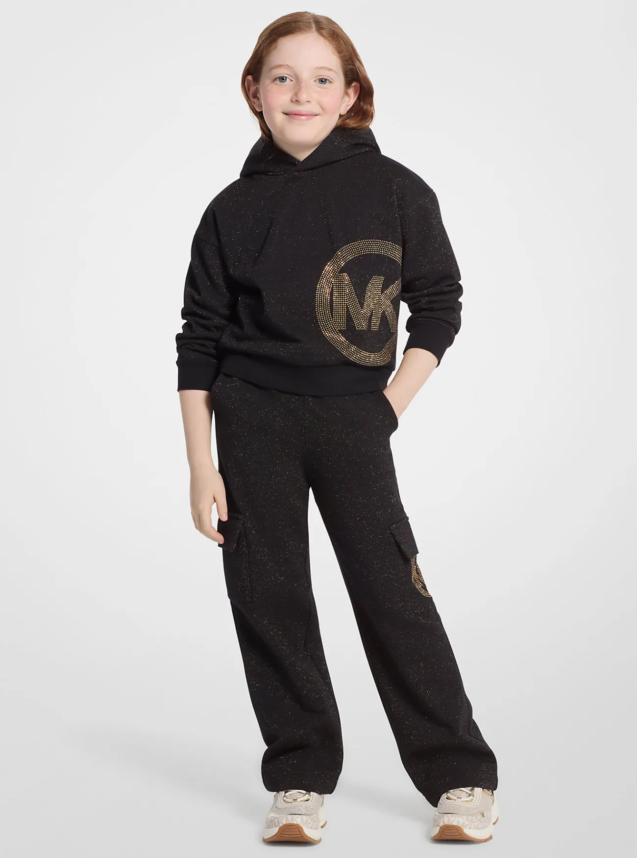 Michael Kors Cargobroek van katoenmix met logo en studs ZWART Fashion