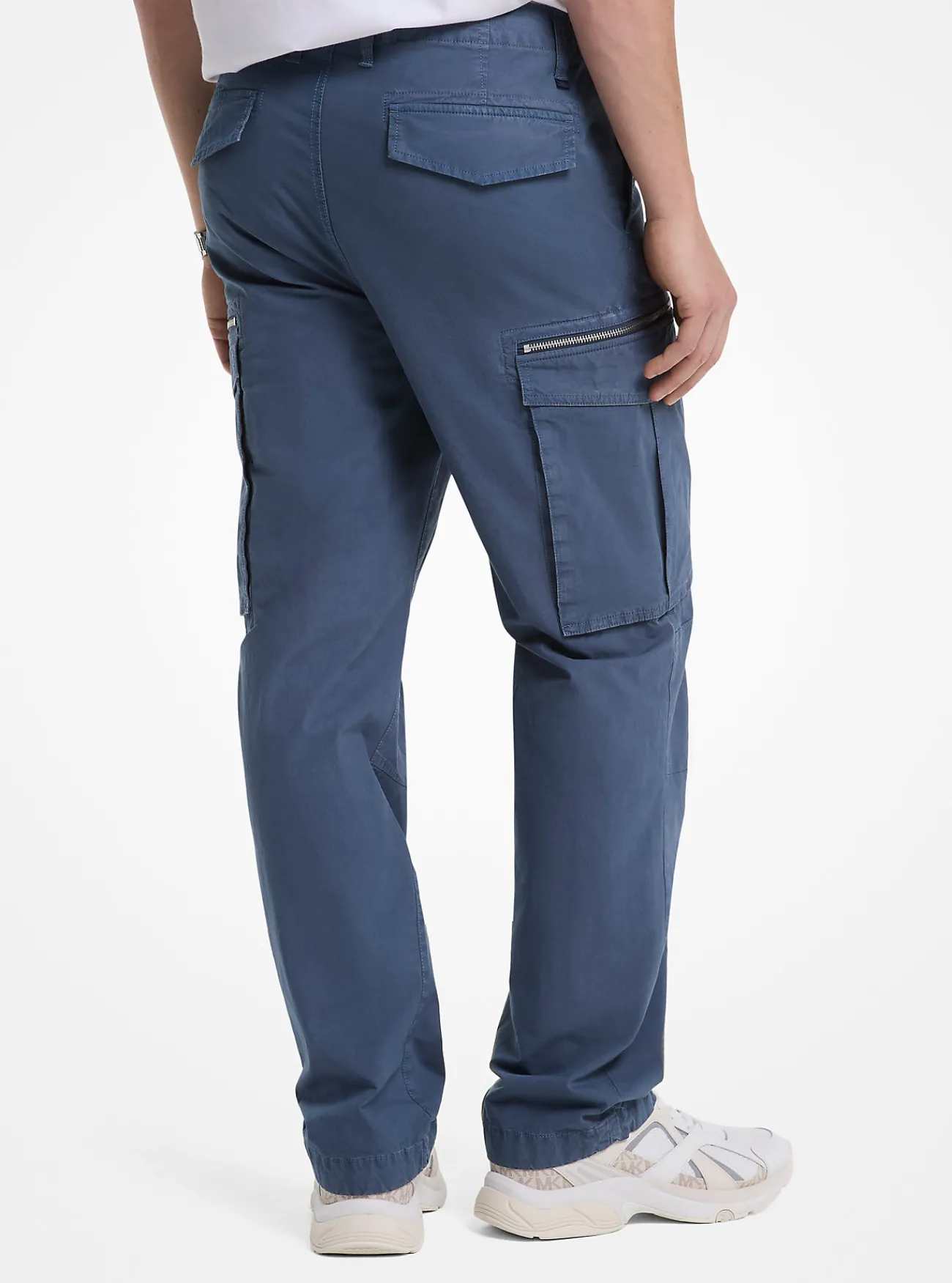 Michael Kors Cargobroek van popeline van stretchkatoen DONKERCHAMBRAY Clearance