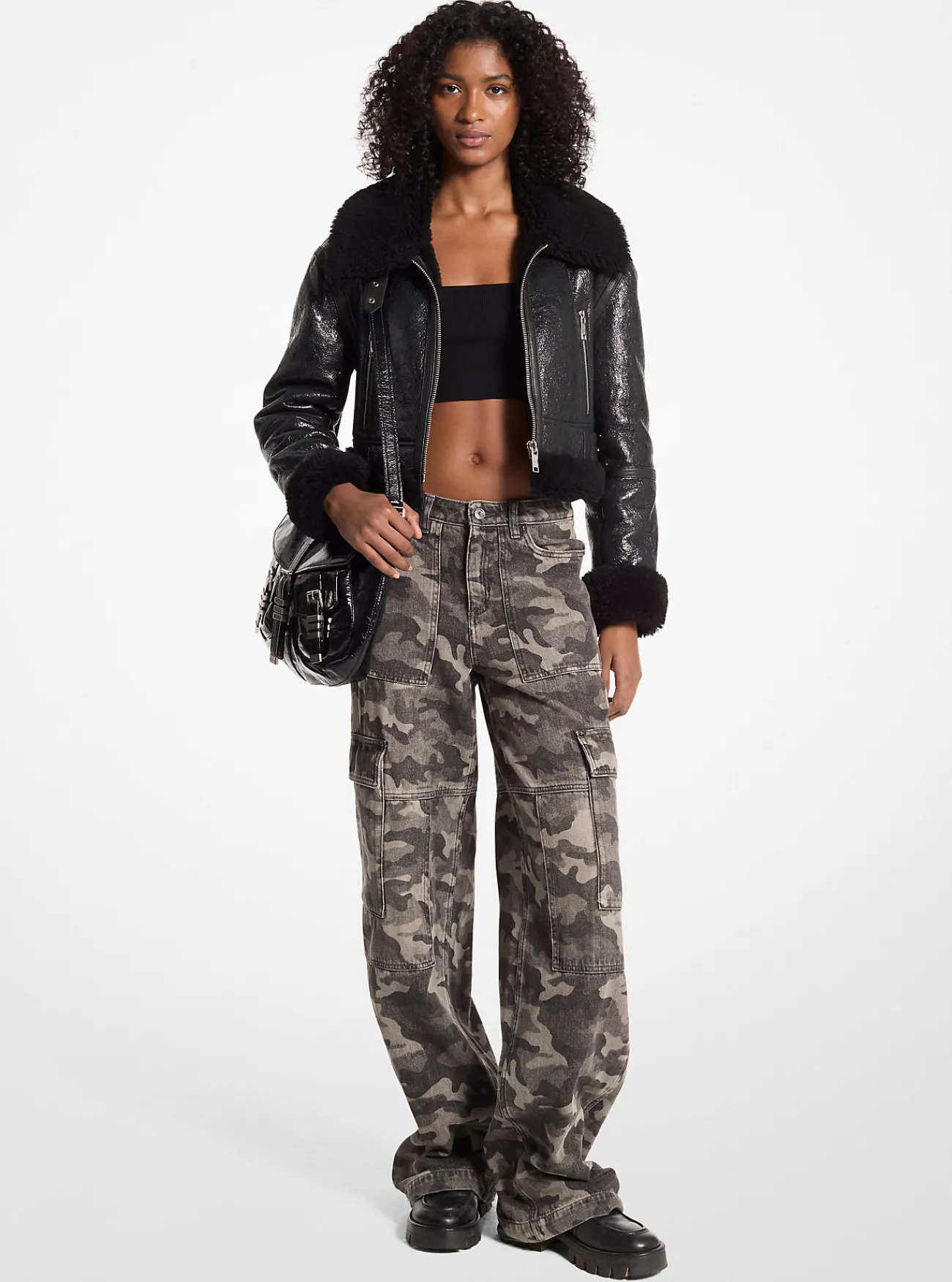 Michael Kors Cargojeans met wijde pijpen en camouflageprint HOUTSKOOL Clearance
