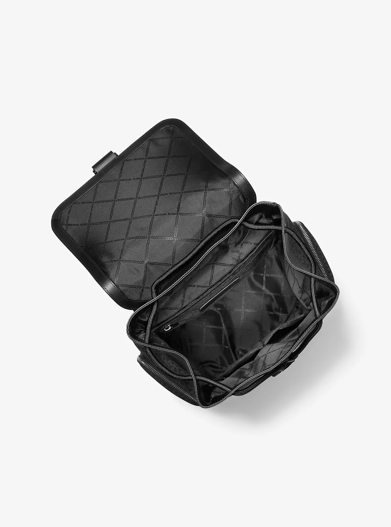 Michael Kors Cargorugzak Hudson van leer met kenmerkend logo ZWART Discount