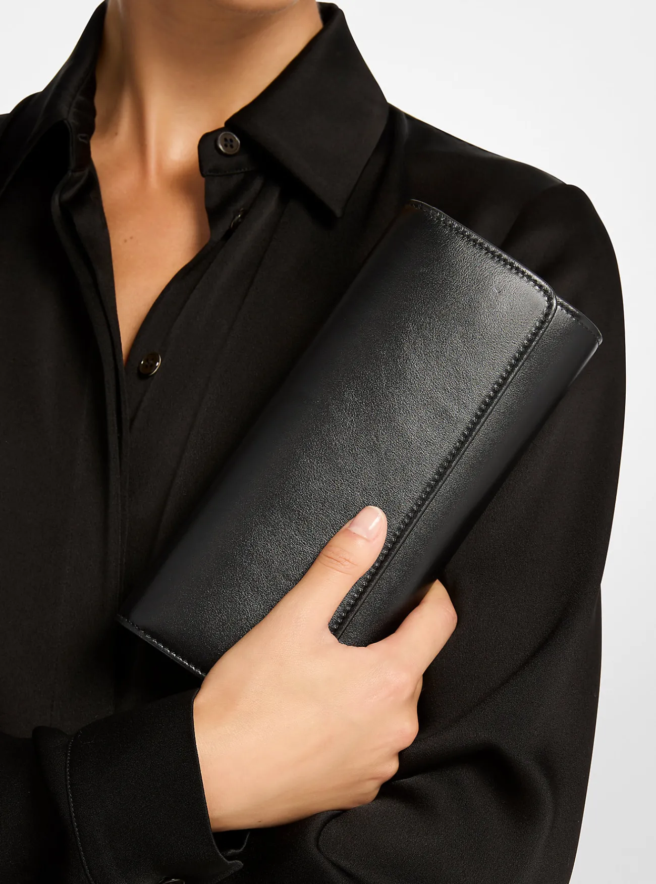 Michael Kors Clutch Cate van leer ZWART Discount