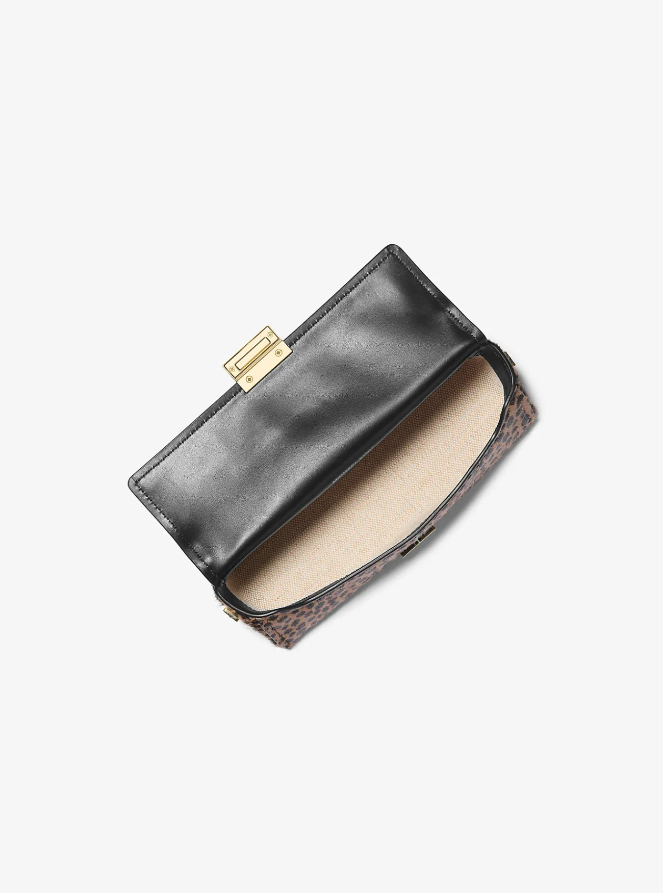 Michael Kors Clutch Ludlow van kalfshaar met jachtluipaardprint, aanpasbaar en klein HUSKMULTI Clearance