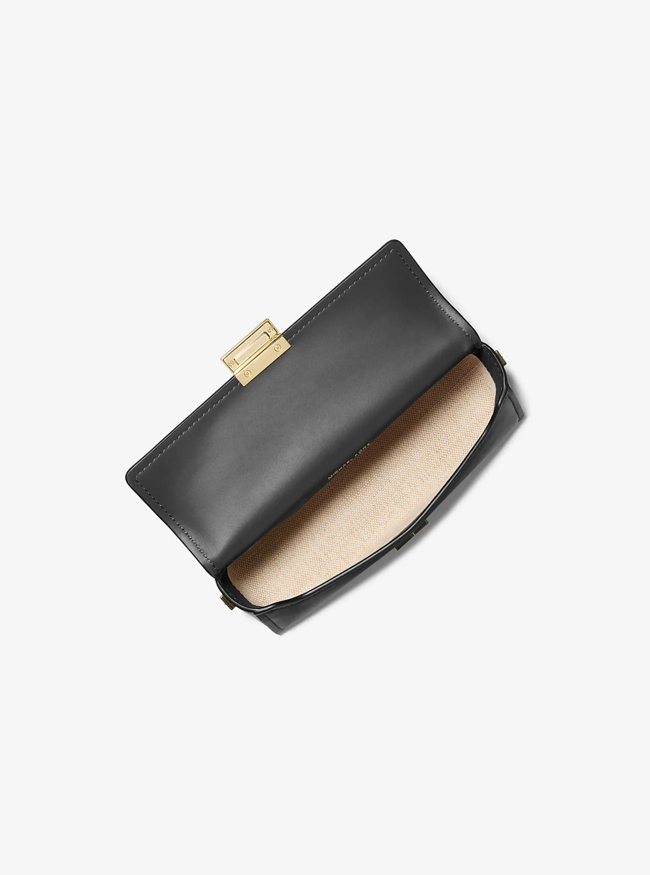 Michael Kors Clutch Ludlow van leer, aanpasbaar en klein ZWART New