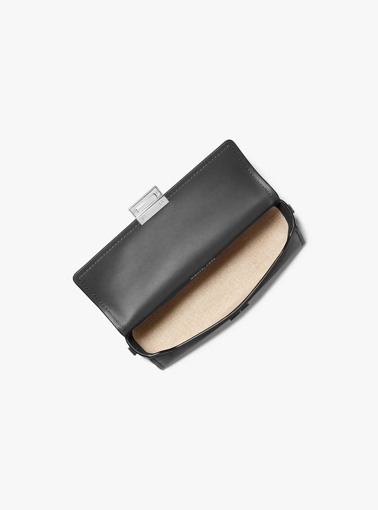 Michael Kors Clutch Ludlow van leer, aanpasbaar en klein ZWART Best