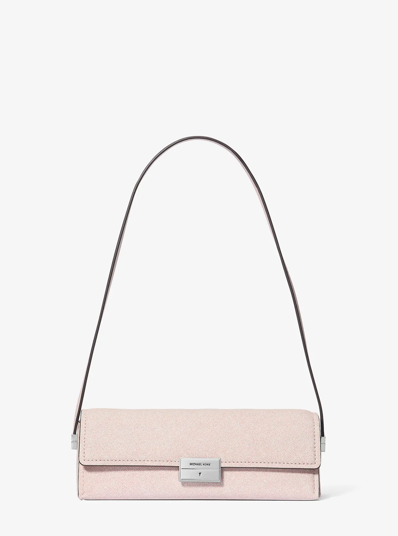 Michael Kors Clutch Ludlow van leer met denimprint, aanpasbaar en klein, Nieuw Maanjaar ROZENWATER New