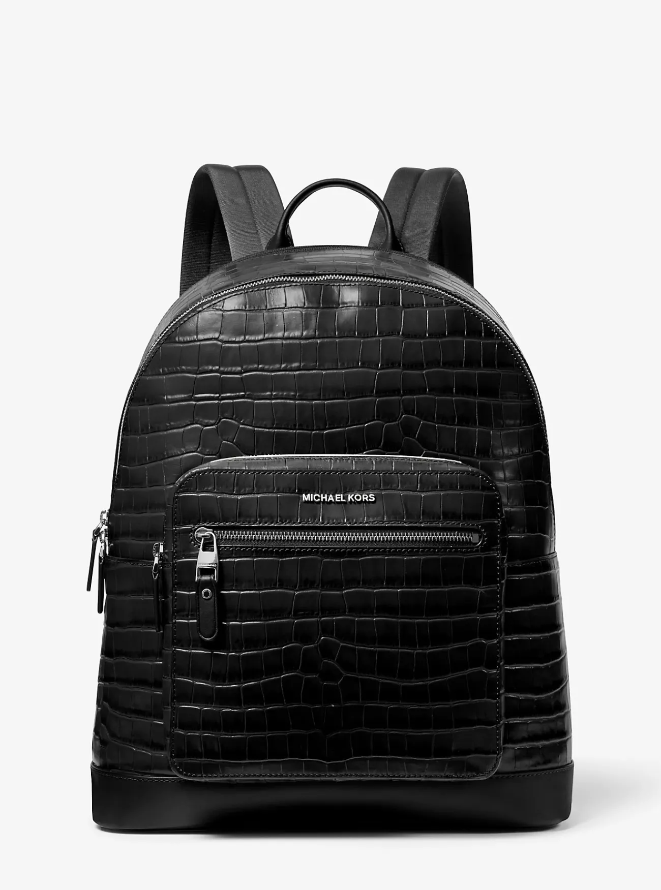 Michael Kors Commuter-rugzak Hudson van leer met krokodillenprint in reli&euml;f ZWART New
