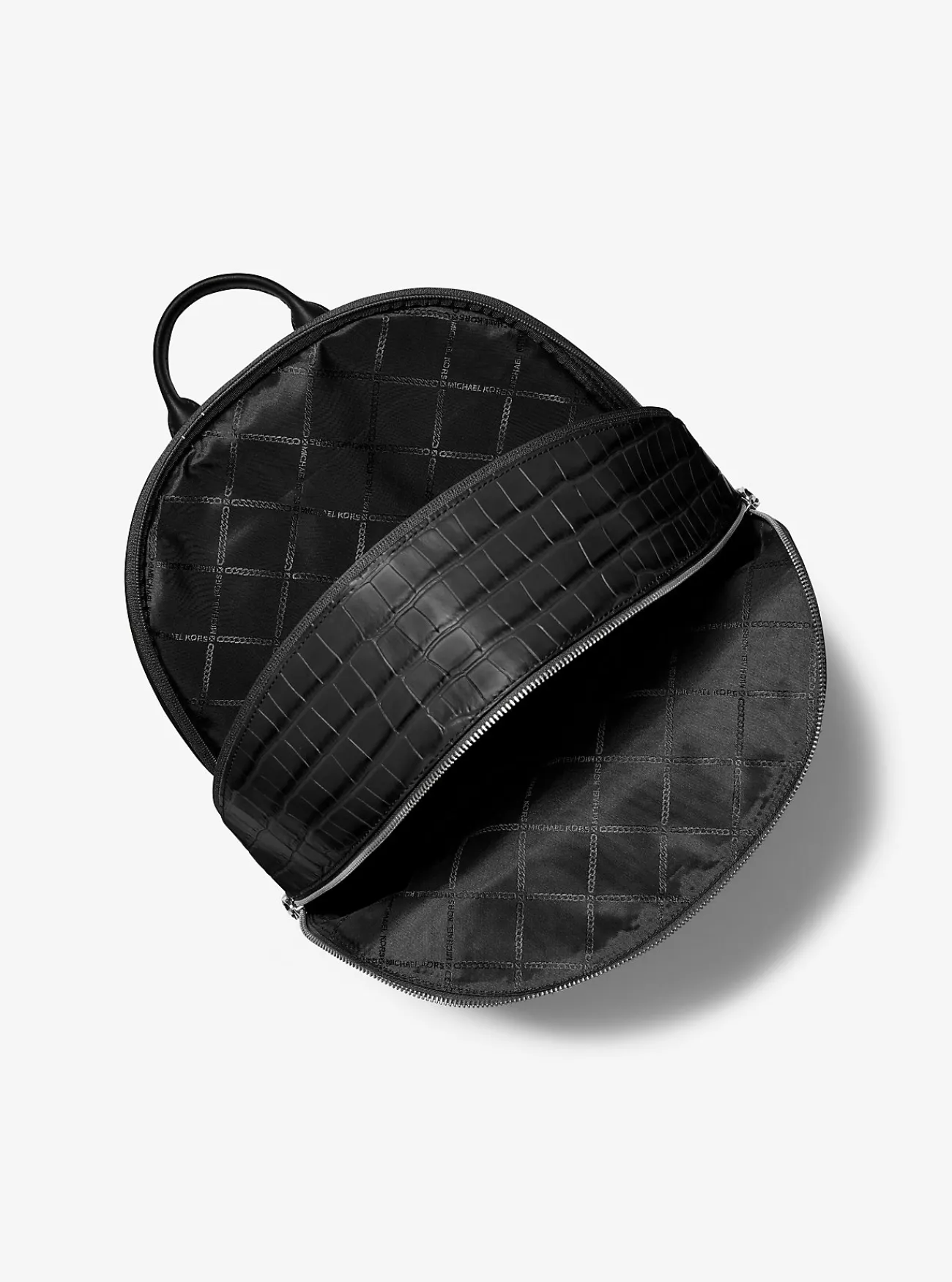 Michael Kors Commuter-rugzak Hudson van leer met krokodillenprint in reli&euml;f ZWART New