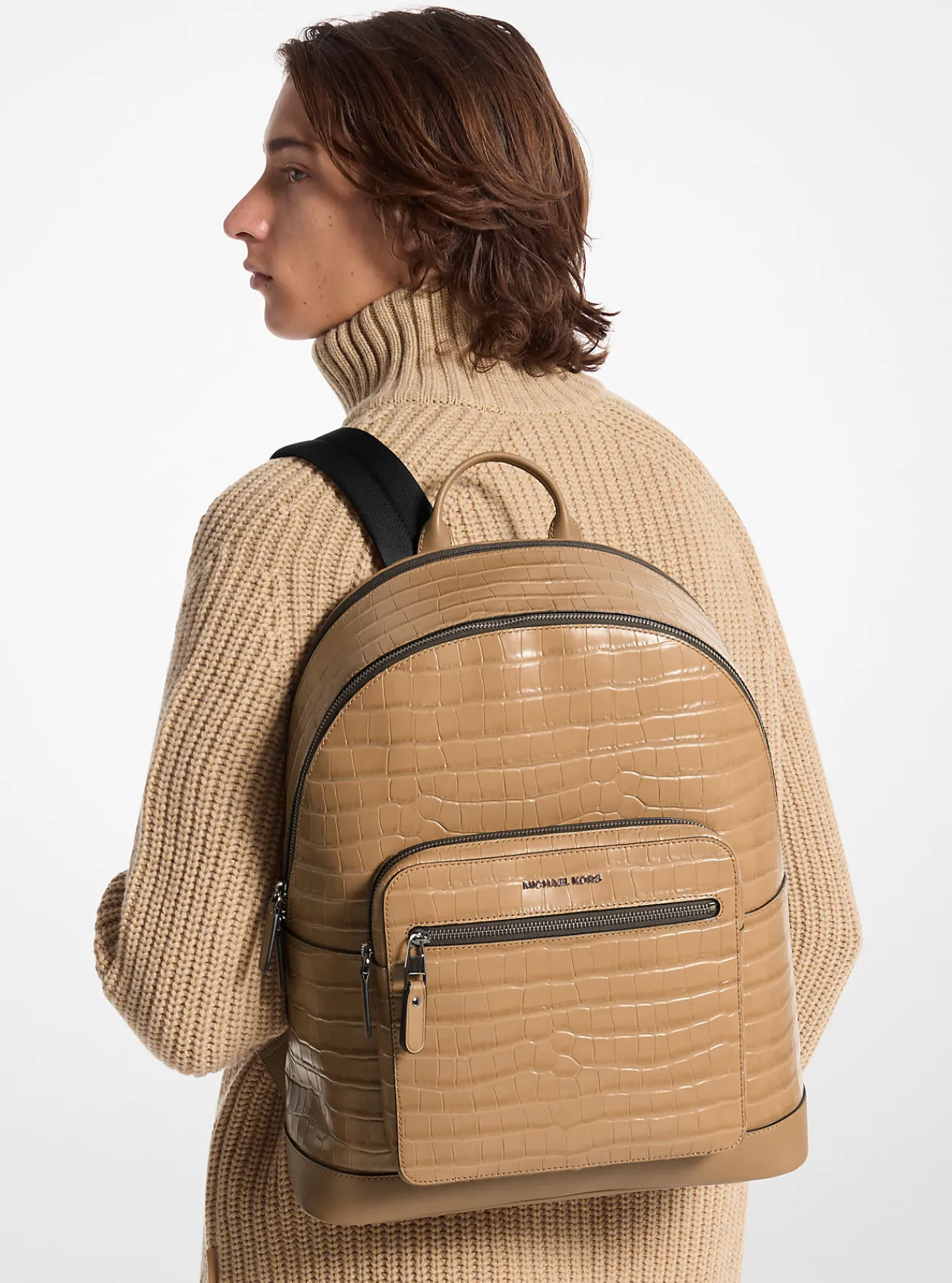 Michael Kors Commuter-rugzak Hudson van leer met krokodillenprint in reliëf KAF Best