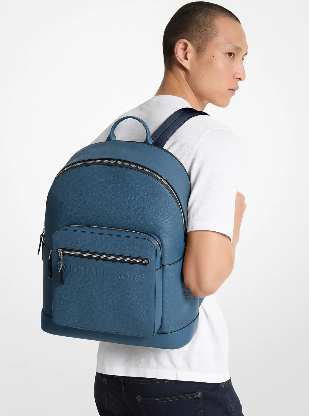 Michael Kors Commuter-rugzak Hudson van leer DONKERCHAMBRAY Best