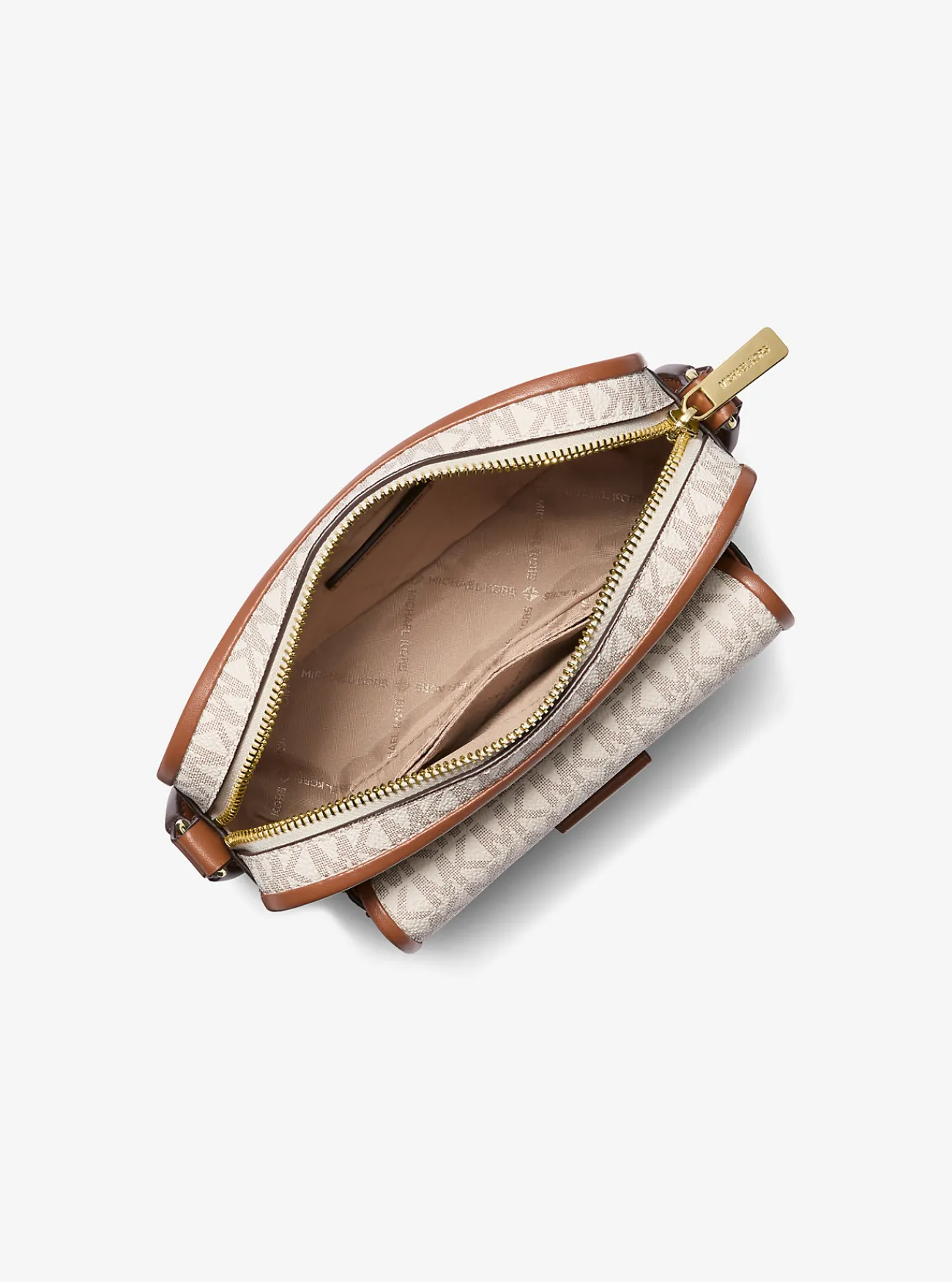 Michael Kors Crossbodycameratas Bradshaw met metallic kenmerkend logo, extra klein VANILLE Best