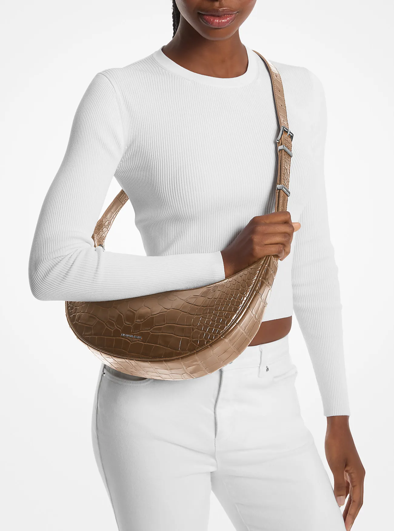 Michael Kors Crossbodytas Avra van leer met krokodillenprint in reliëf, middelgroot DRIJFHOUT Fashion
