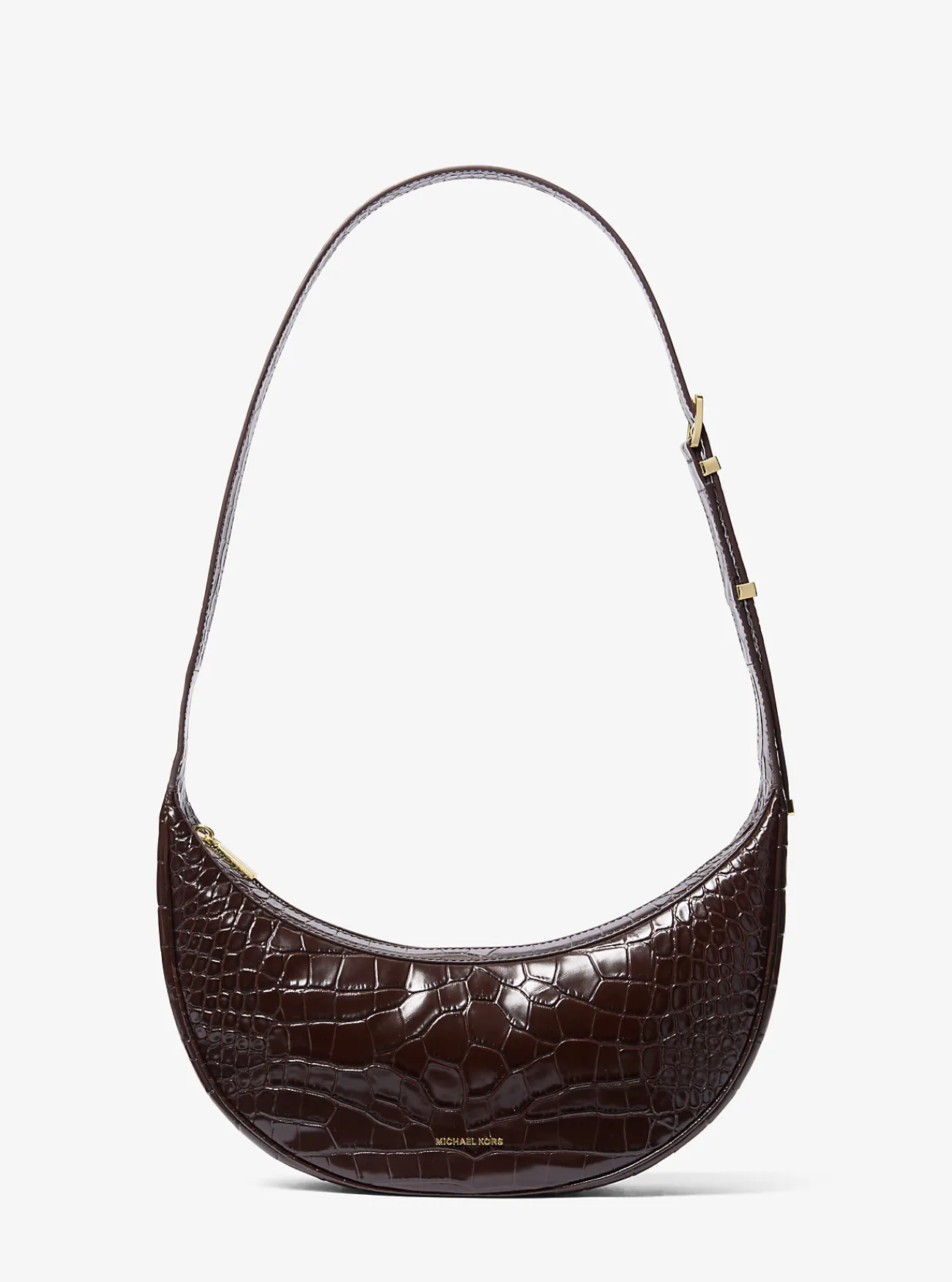 Michael Kors Crossbodytas Avra van leer met krokodillenprint in reli&euml;f, middelgroot CHOCOLADE Sale