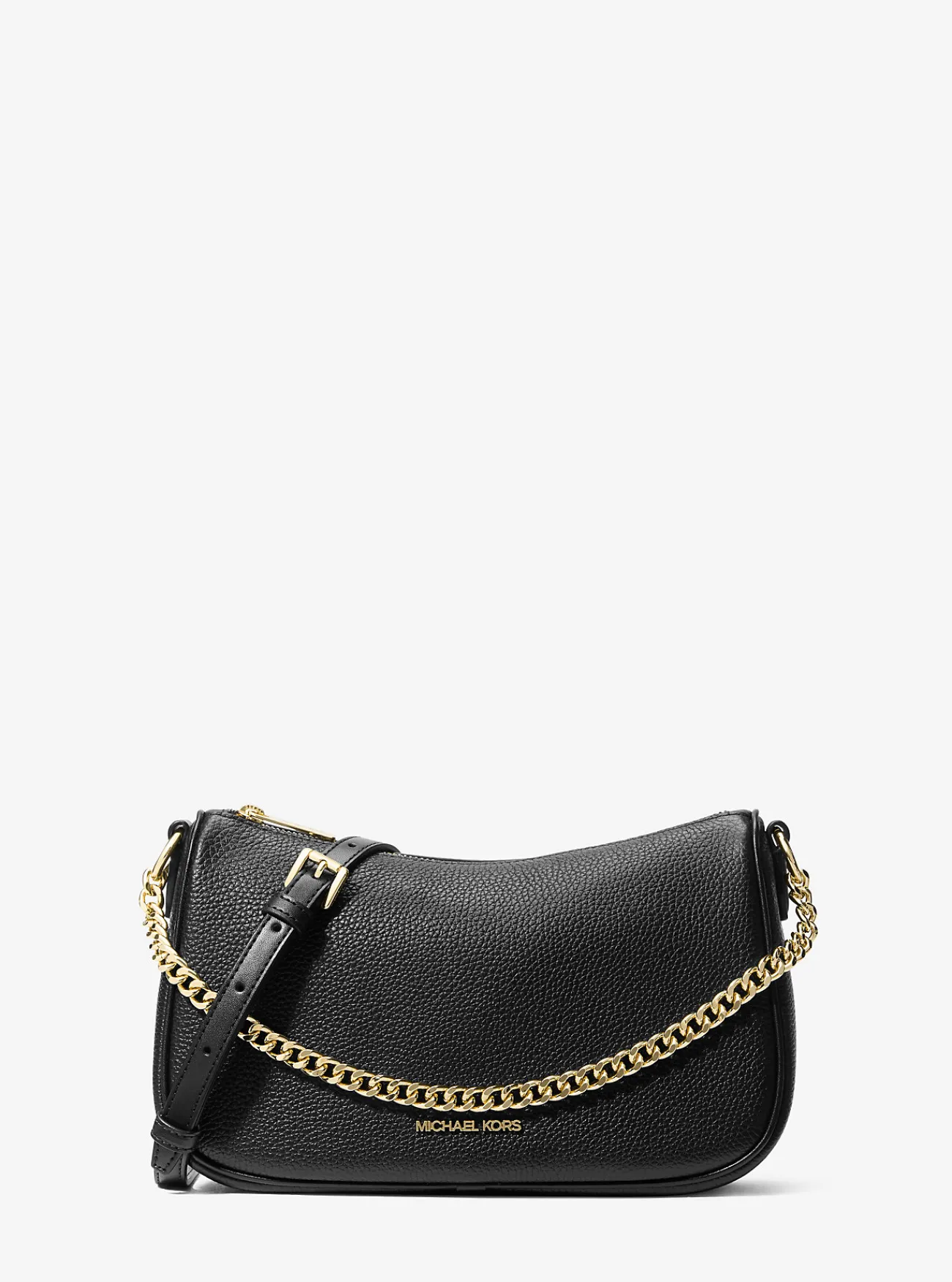 Michael Kors Crossbodytas Carmela van getrommeld leer, aanpasbaar en middelgroot ZWART Clearance