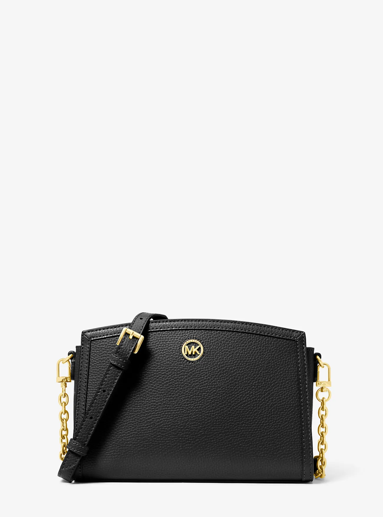 Michael Kors Crossbodytas Chantal van getrommeld leer, groot ZWART New